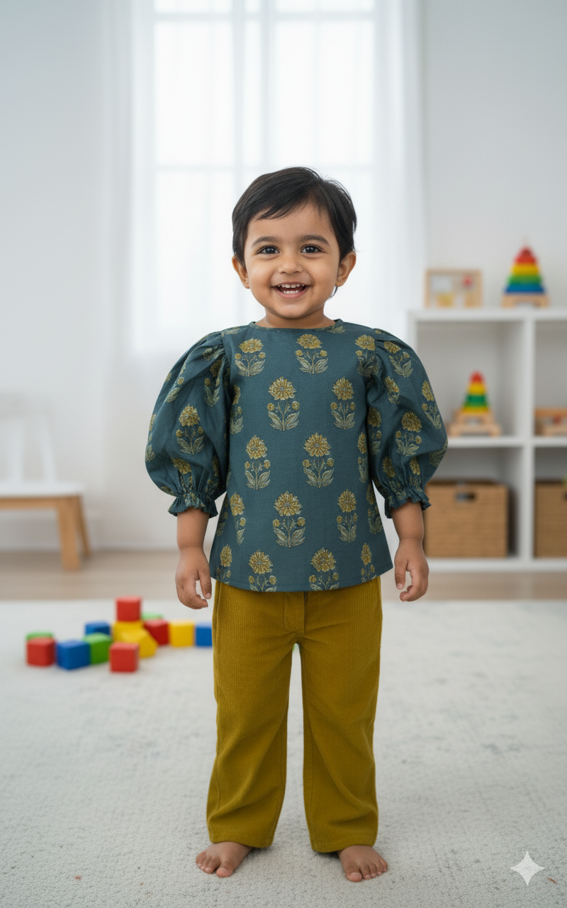 Rasa Top And Corduroy Pant Set : MOSS GREEN : Toddler : Tween.