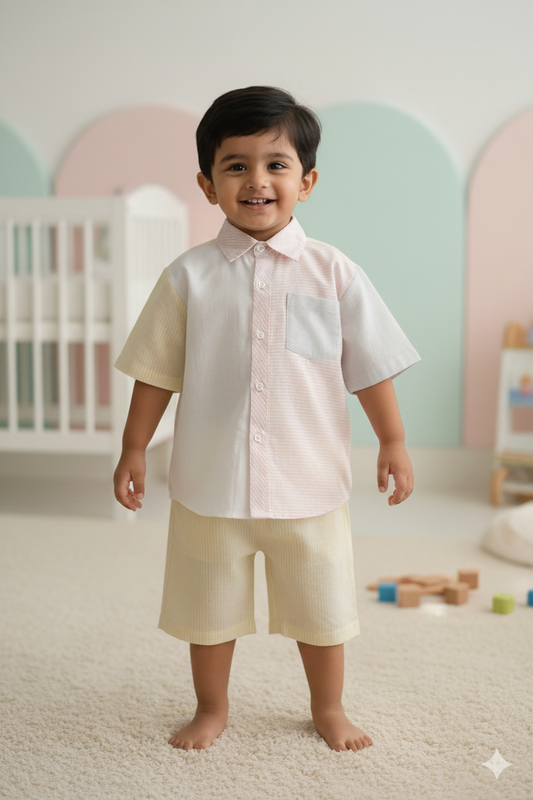 Henry Shirt and Shorts Set : SOFT PASTELS : Gender Neutral : Infant : Toddler : Tween