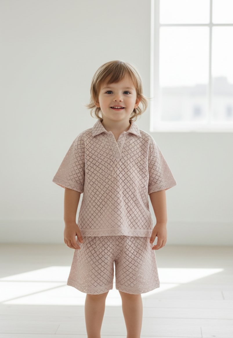 Harley Shorts and T-Shirt Set Dusty Rose Gender Neutral — Cotton Kids Co-Ord | 0-13 Years
