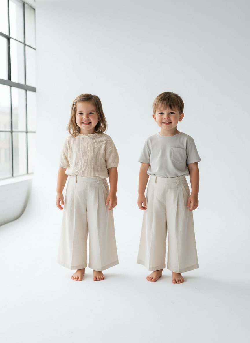 Yoshi Pants Ecru Gender Neutral — Cotton Kids Pants | Infant to Tween 0-13 Years