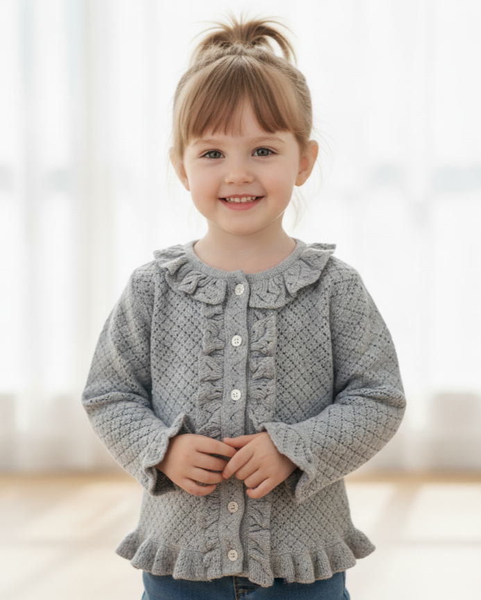 Ella Cardigan Powder Blue — Cotton Kids Cardigan | Infant to Tween 0-13 Years