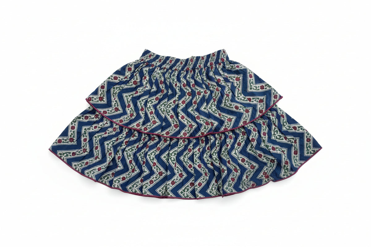 Cotton Printed Tiered Woven Girls Skirt