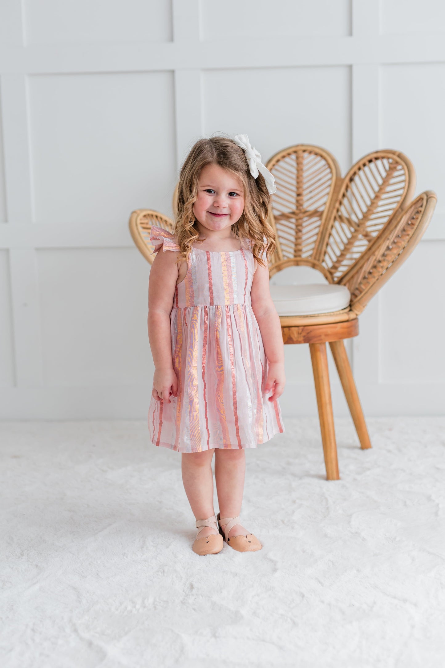 Baby Pink Lurex Solid Color Frill Dress Dress Yo Baby India