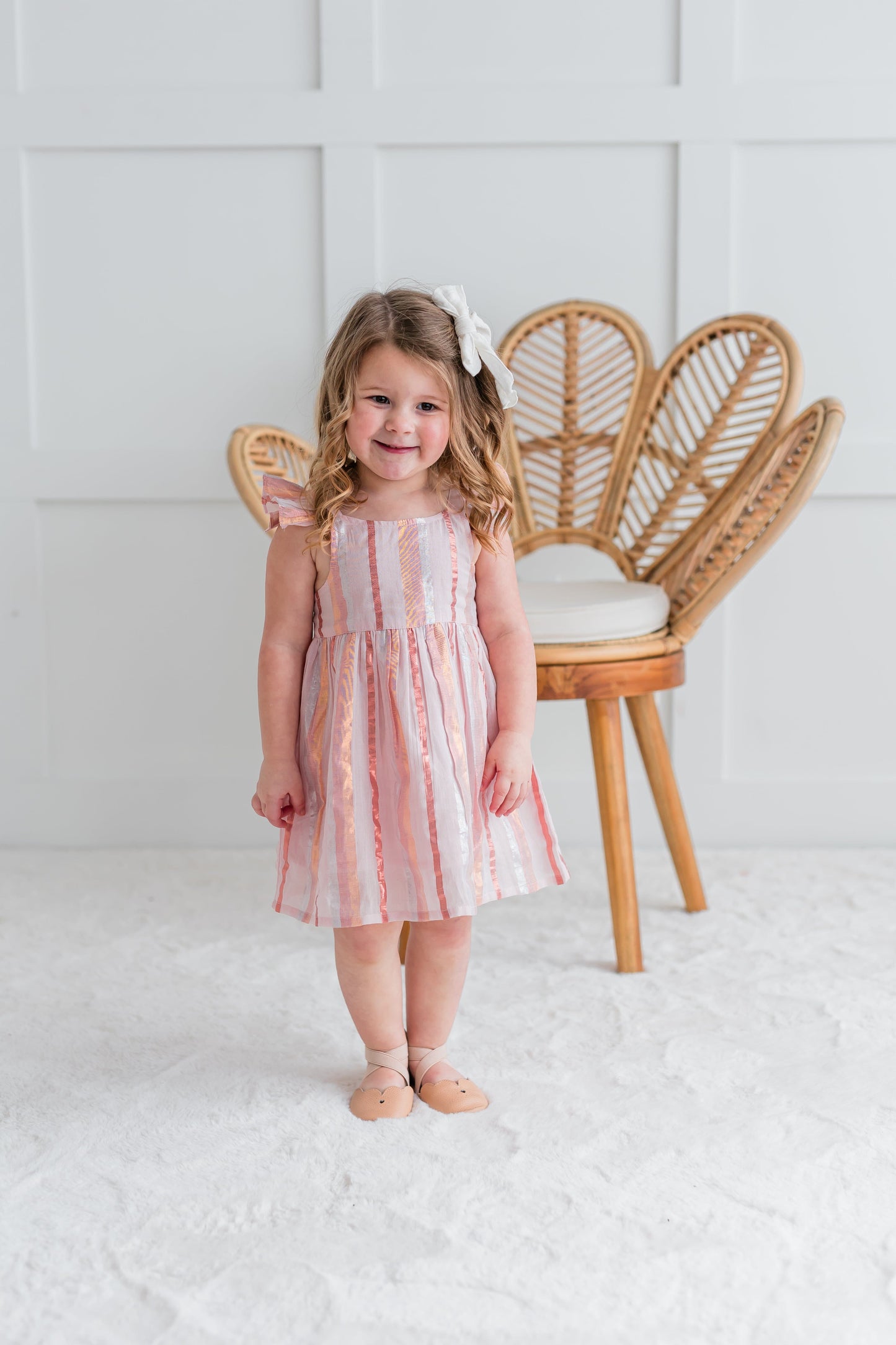 Baby Pink Lurex Solid Color Frill Dress Dress Yo Baby India