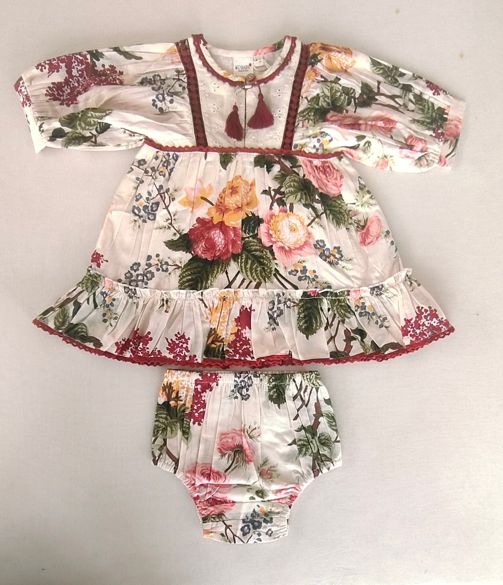 Beige Floral Dress with Lace Finish for Infants, Kids, and Women. DRESS Yo Baby India