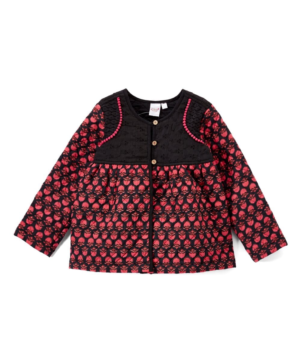 Black + Pink Quilted Jacket With lace Details Dress Yo Baby Wholesale