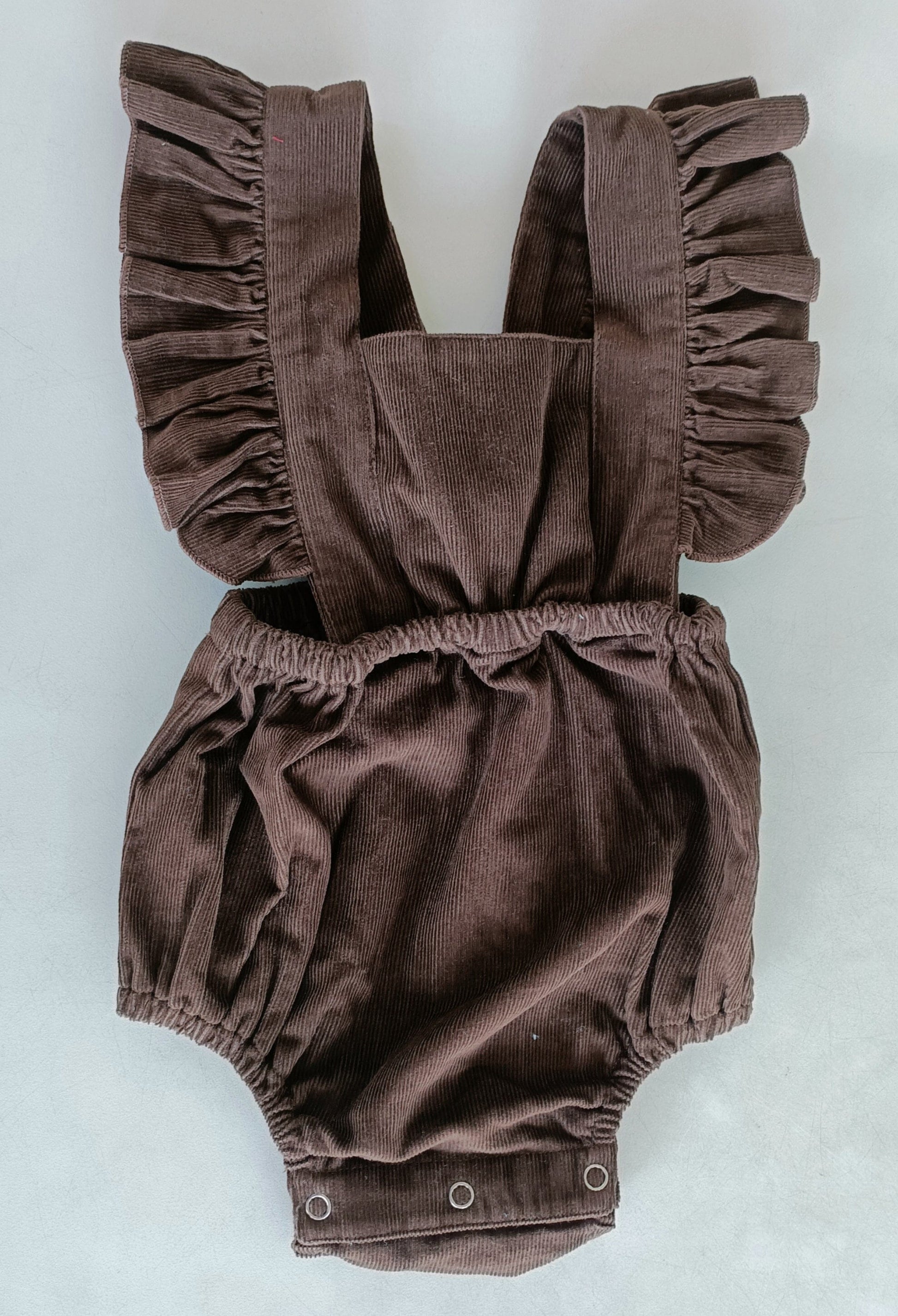Brown Corduroy Solid Color Ruffled Baby Romper Romper Yo Baby India
