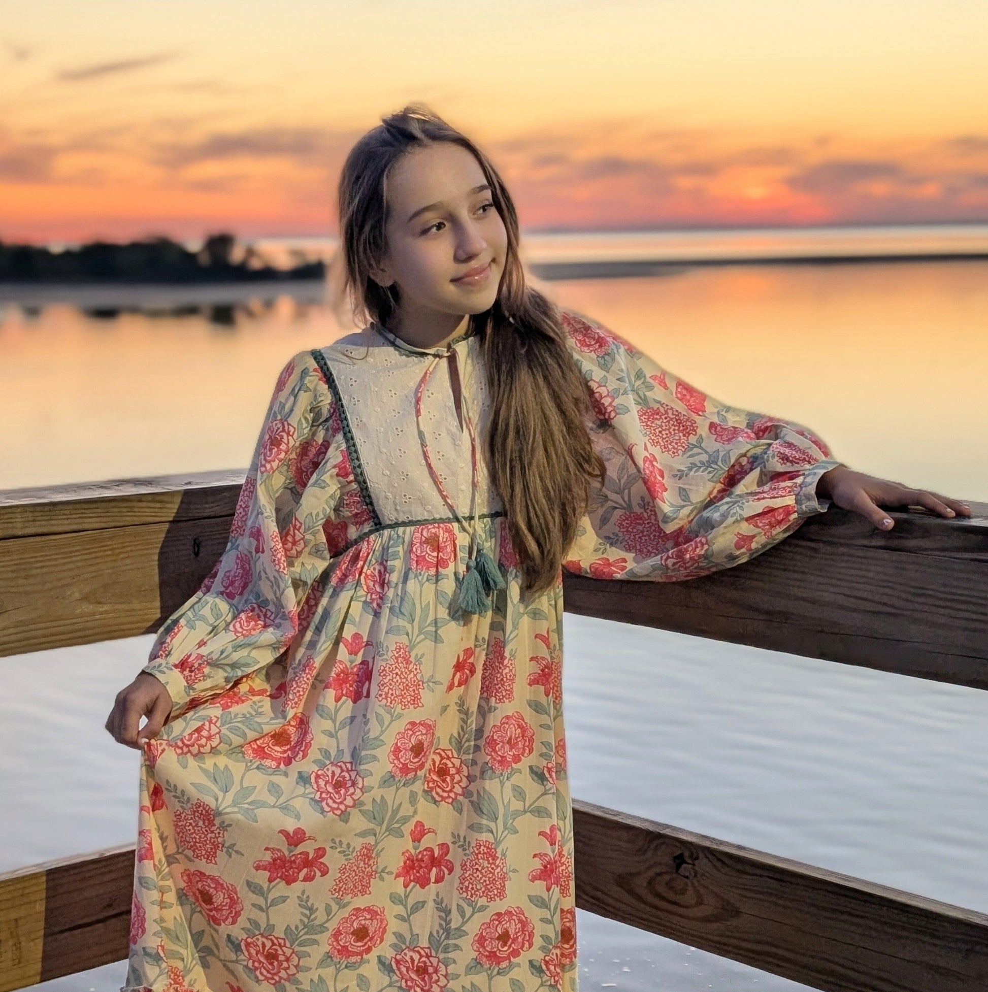 Charming Red Floral Dress Collection for Infants & Women Lace Finish & 3/4 Sleeves dress & diaper cover Yo Baby India