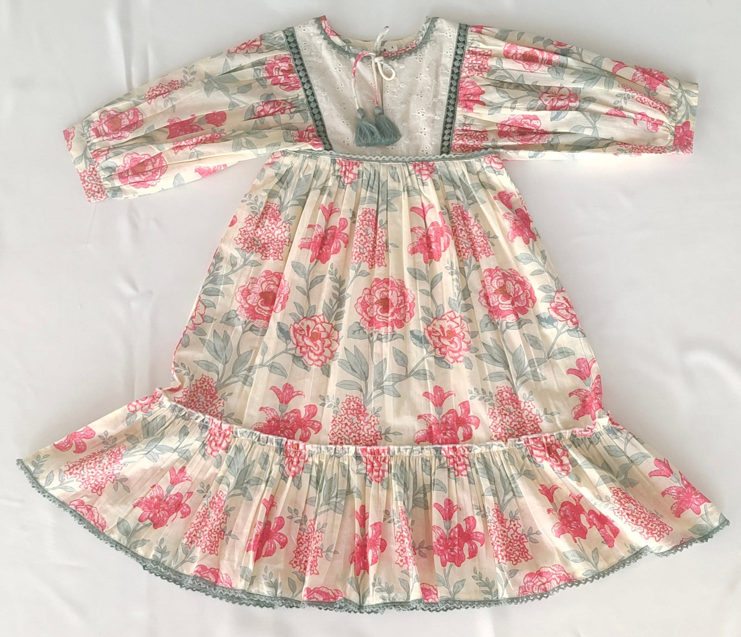 Charming Red Floral Dress Collection for Infants & Women Lace Finish & 3/4 Sleeves dress & diaper cover Yo Baby India