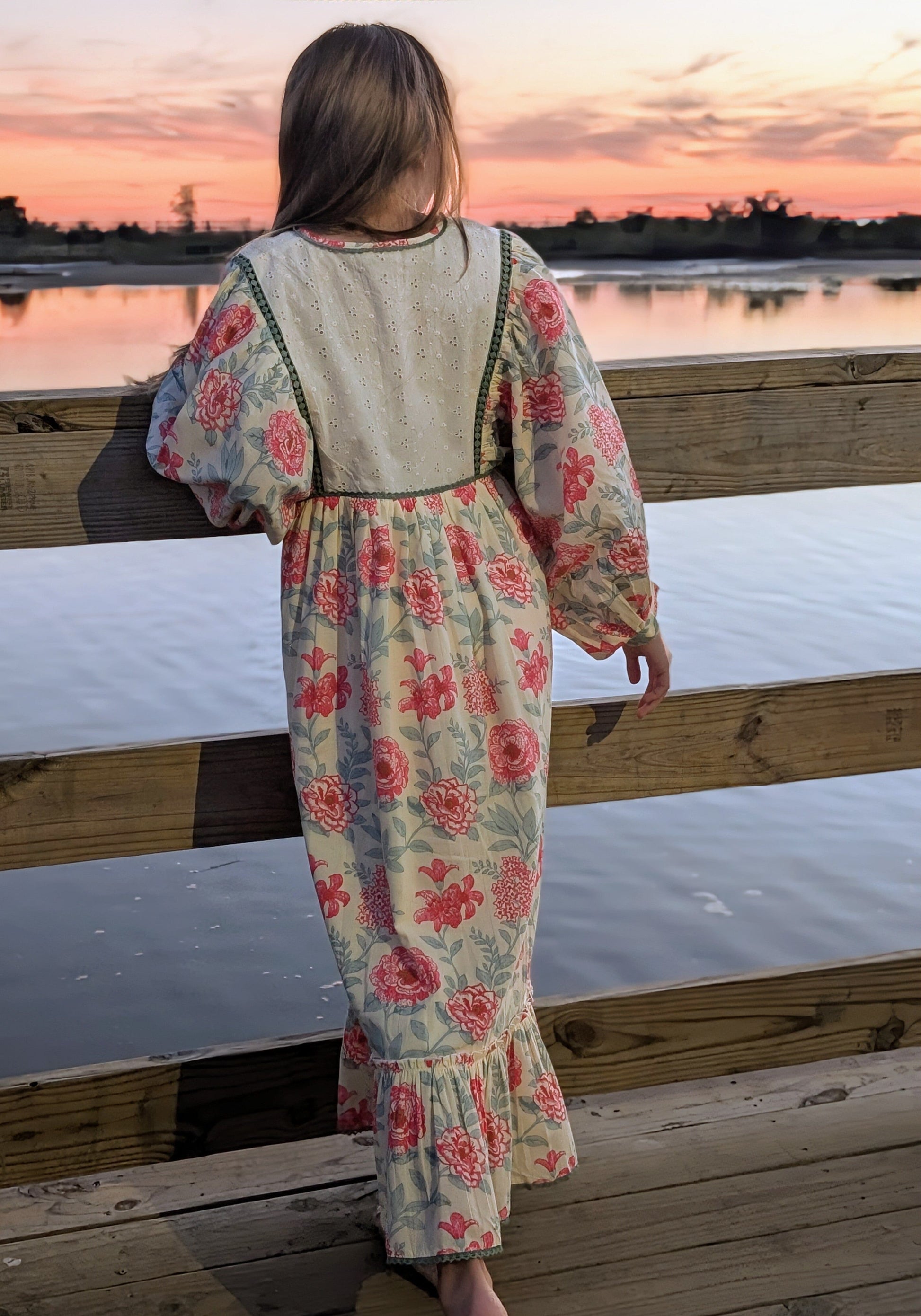 Charming Red Floral Dress Collection for Infants & Women Lace Finish & 3/4 Sleeves dress & diaper cover Yo Baby India