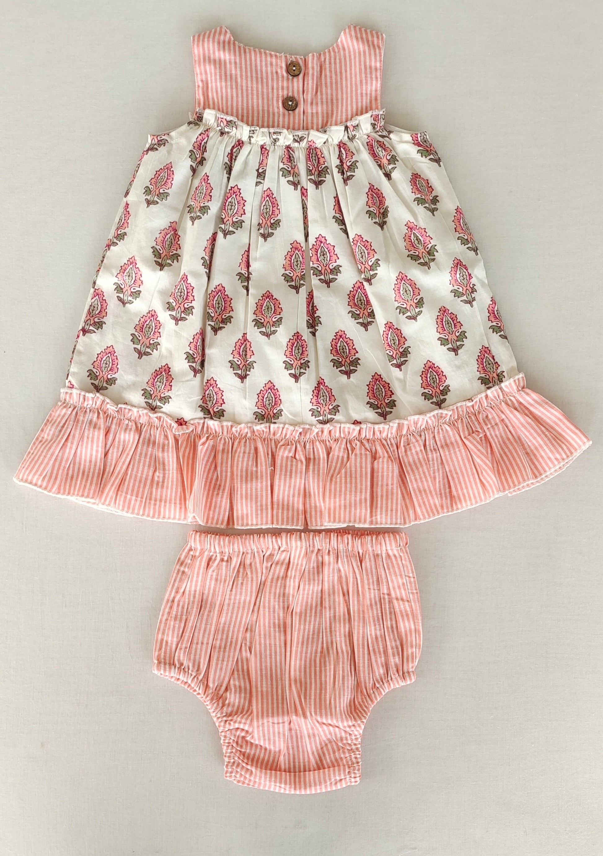 Coral Booty Print & Stripe Sweetheart Neck Dress DRESS Yo Baby India