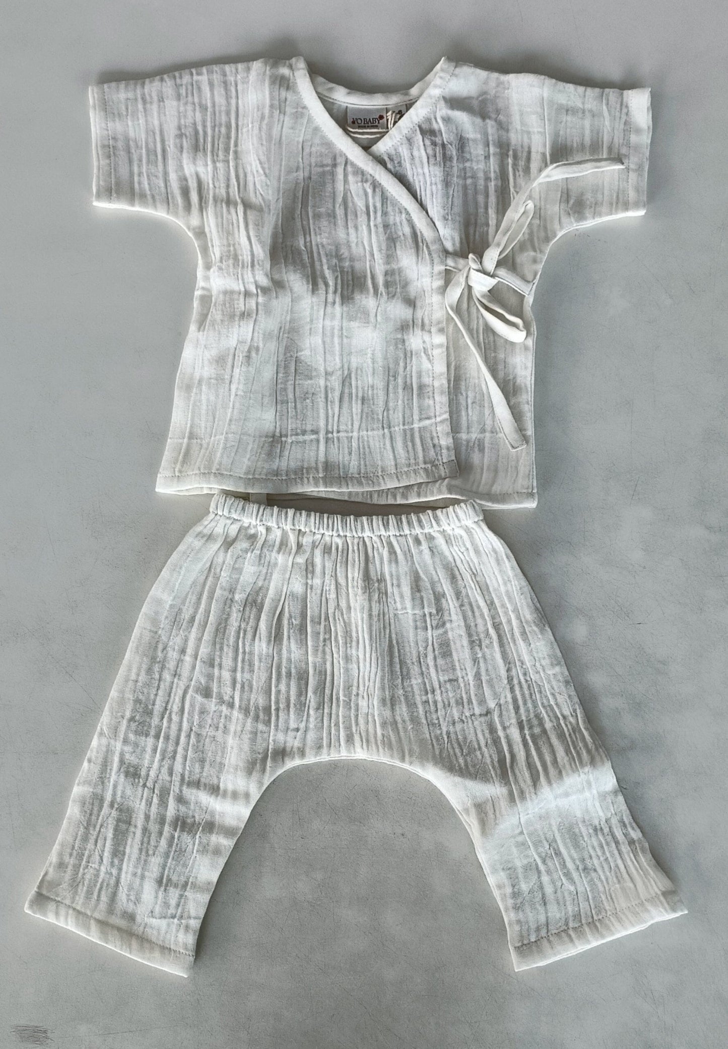 Double Gauze Off-White Solid Top & Pant Set Yo Baby India