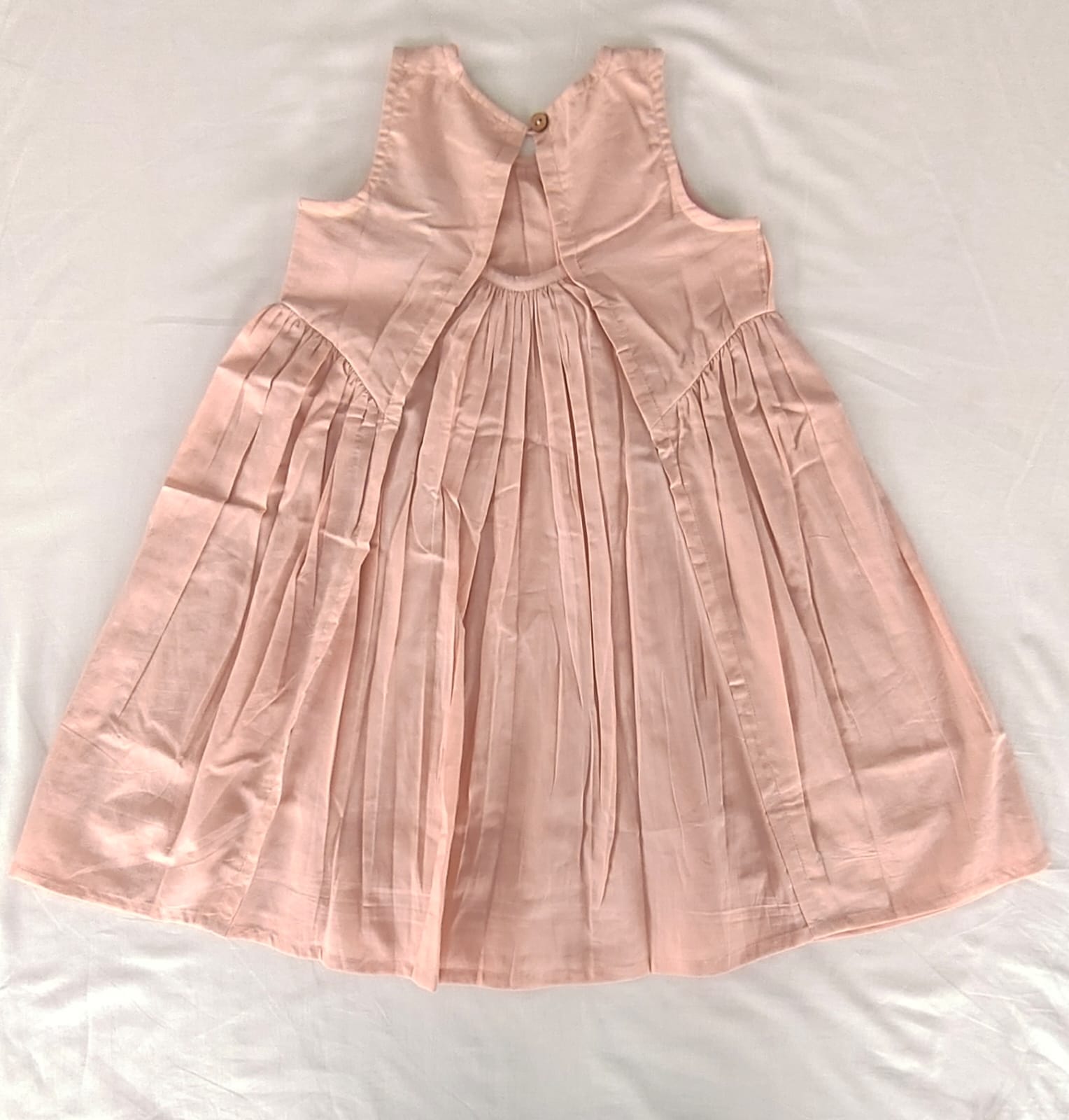 Dusty Pink Solid Color Pintuck Gathered Dress dress & diaper cover Yo Baby India