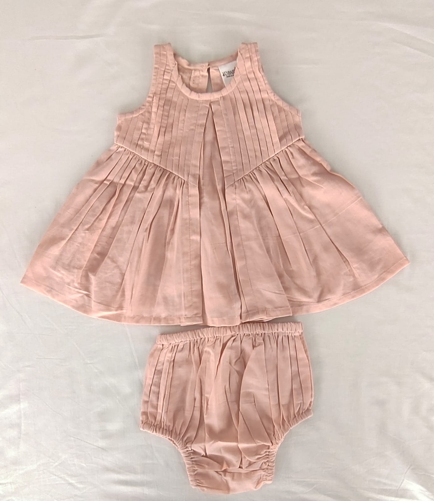 Dusty Pink Solid Color Pintuck Gathered Dress dress & diaper cover Yo Baby India