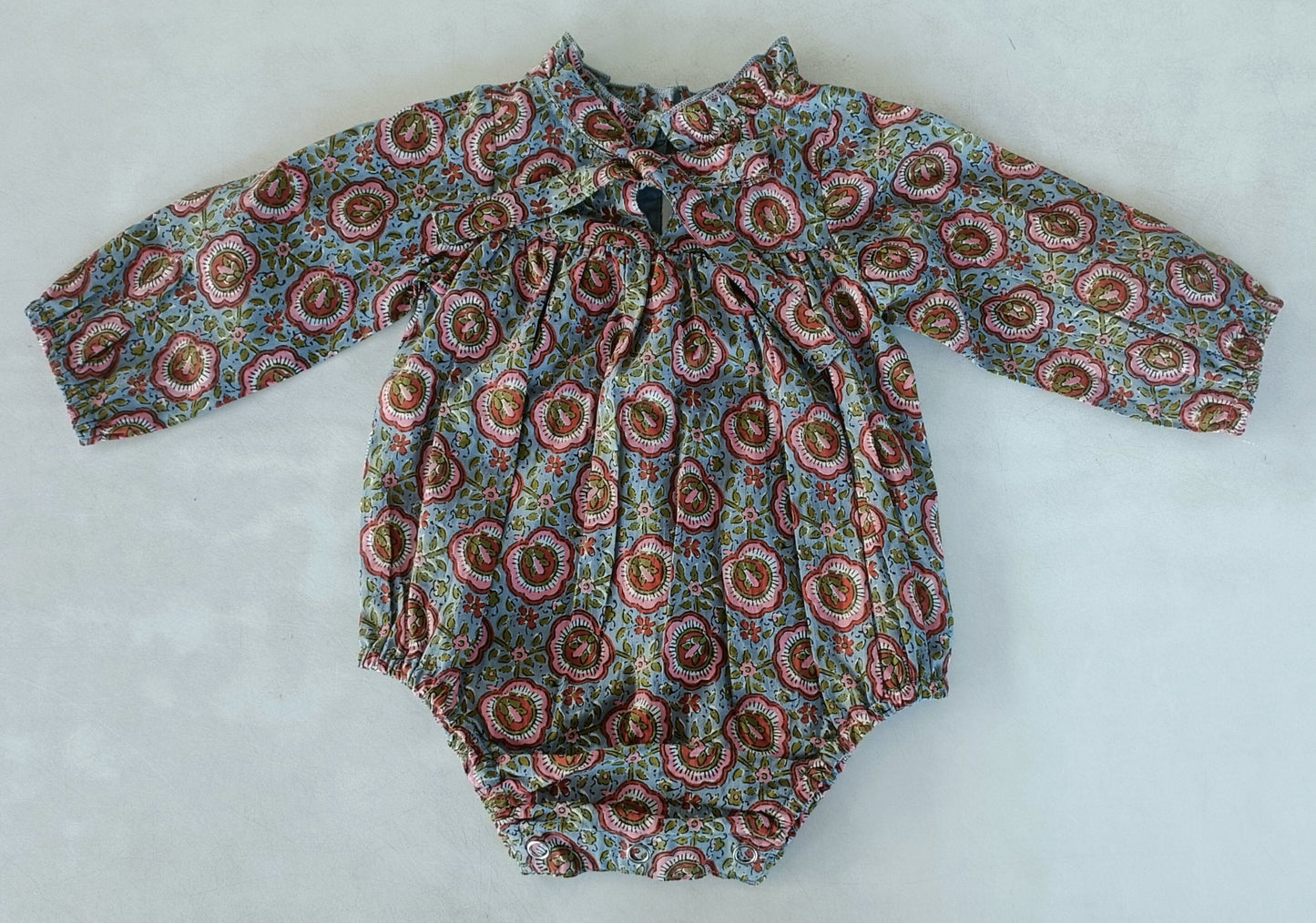 Grey Floral Printed Long Sleeve Baby Romper Romper Yo Baby India