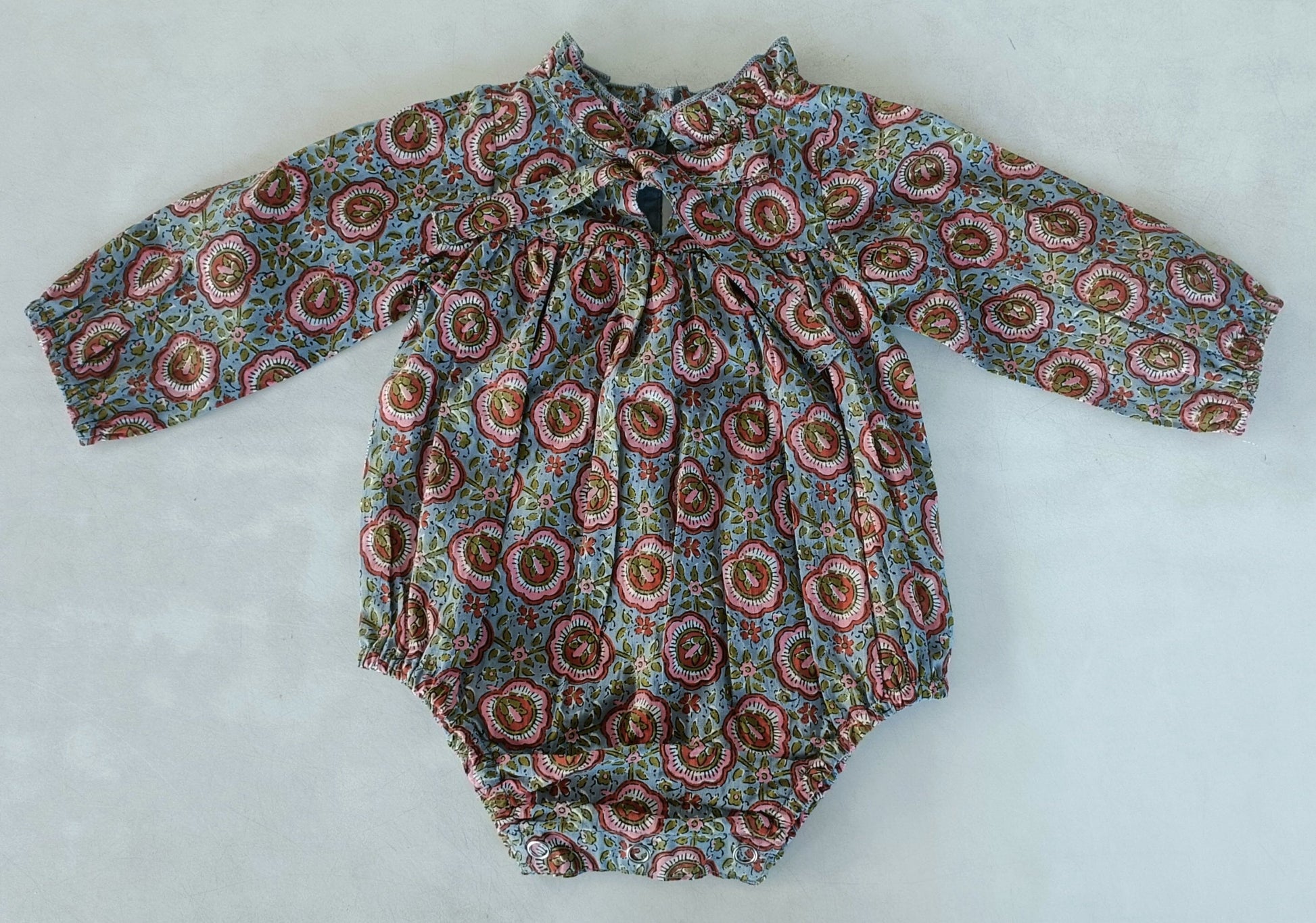 Grey Floral Printed Long Sleeve Baby Romper Romper Yo Baby India