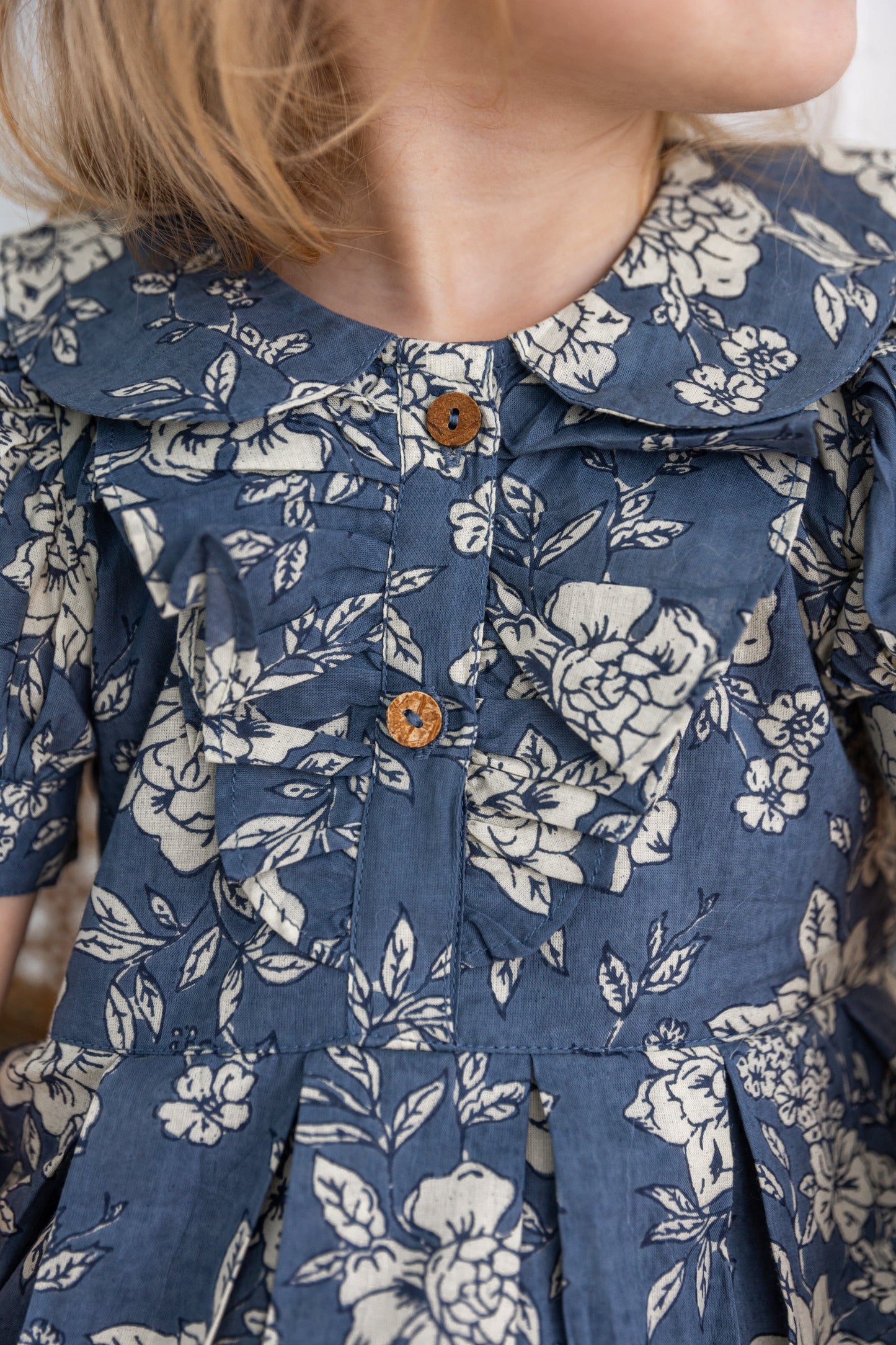Grey Floral Printed Puff Sleeves Gathered Dress dress & diaper cover DRESS Yo Baby India