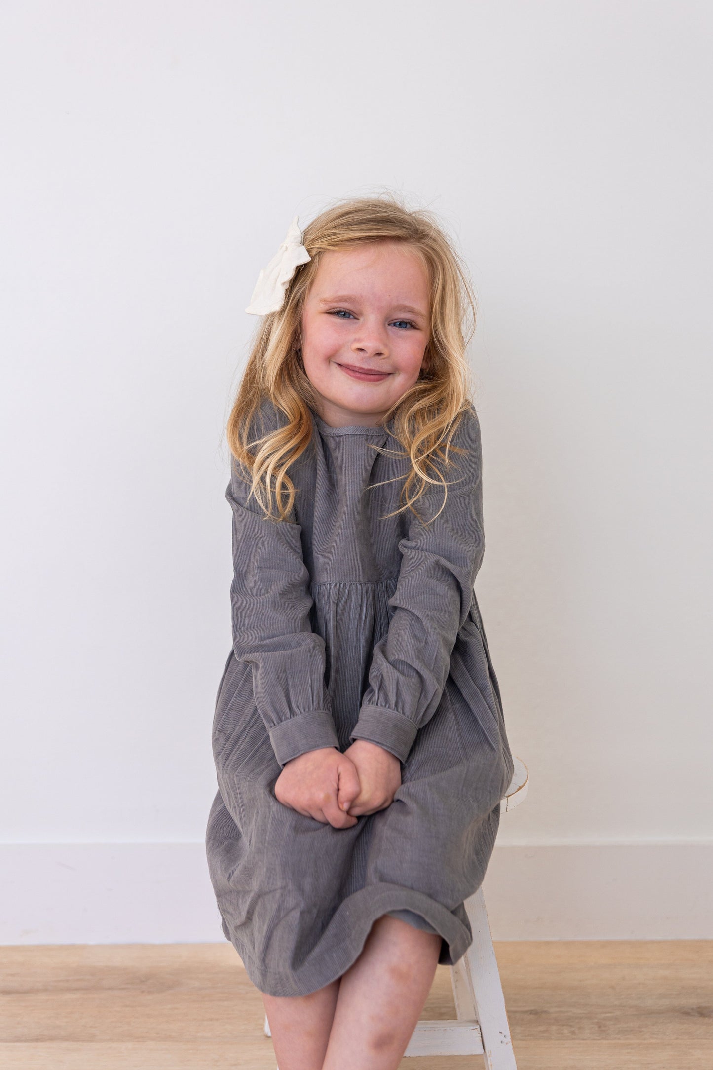 Grey Long Sleeves Gathered Dress dress & diaper cover DRESS Yo Baby India