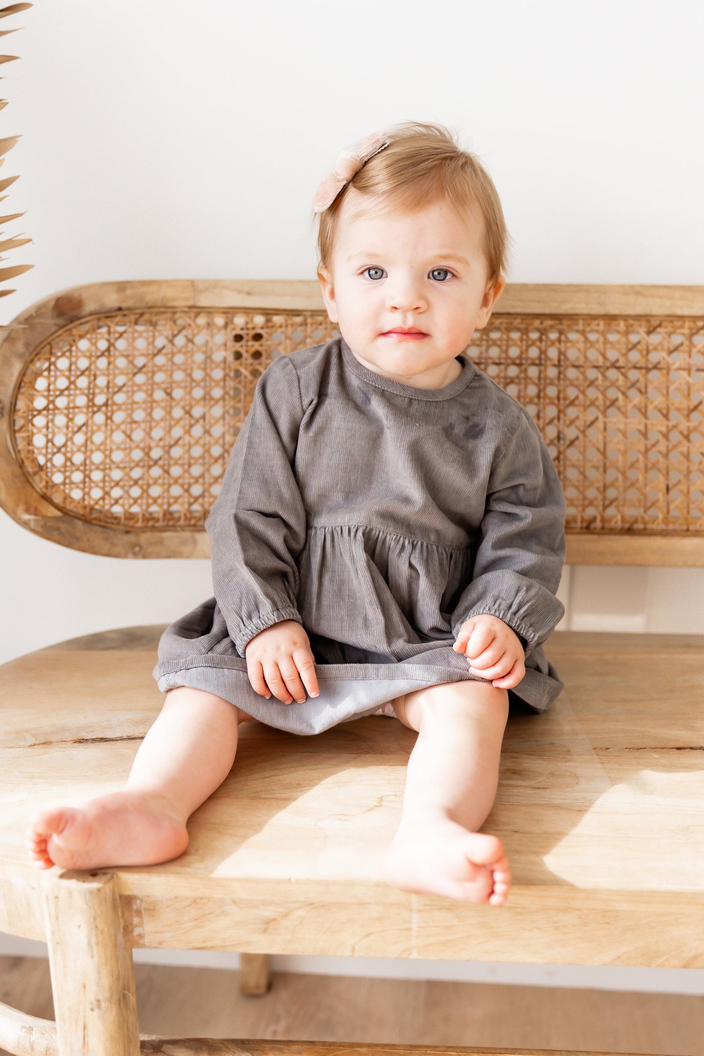 Grey Long Sleeves Gathered Dress dress & diaper cover DRESS Yo Baby India