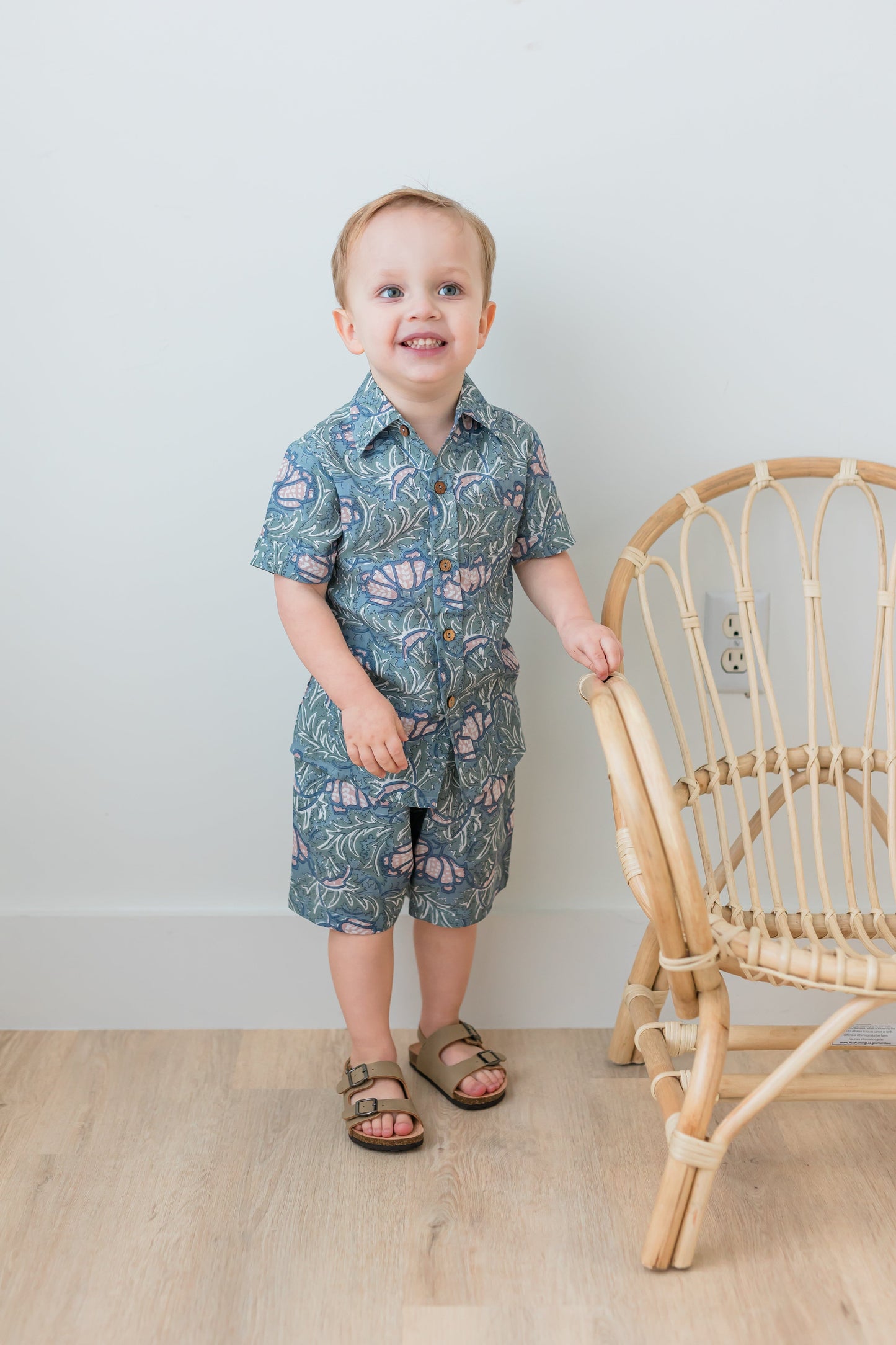 Grey Printed Boys Shirt & Shorts Set Shirt-Shorts Yo Baby India