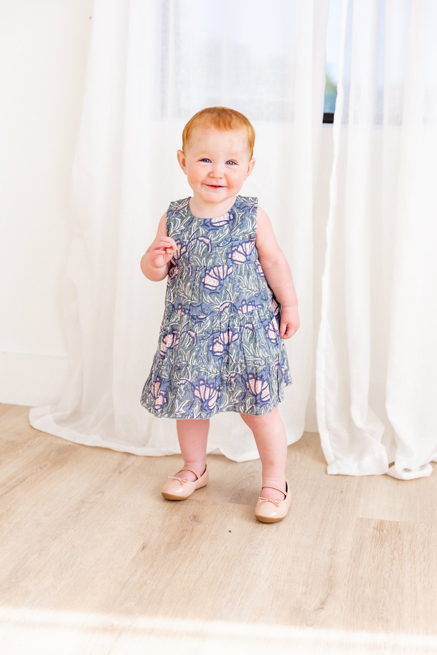 Grey Printed Tiered Shift Dress DRESS Yo Baby India