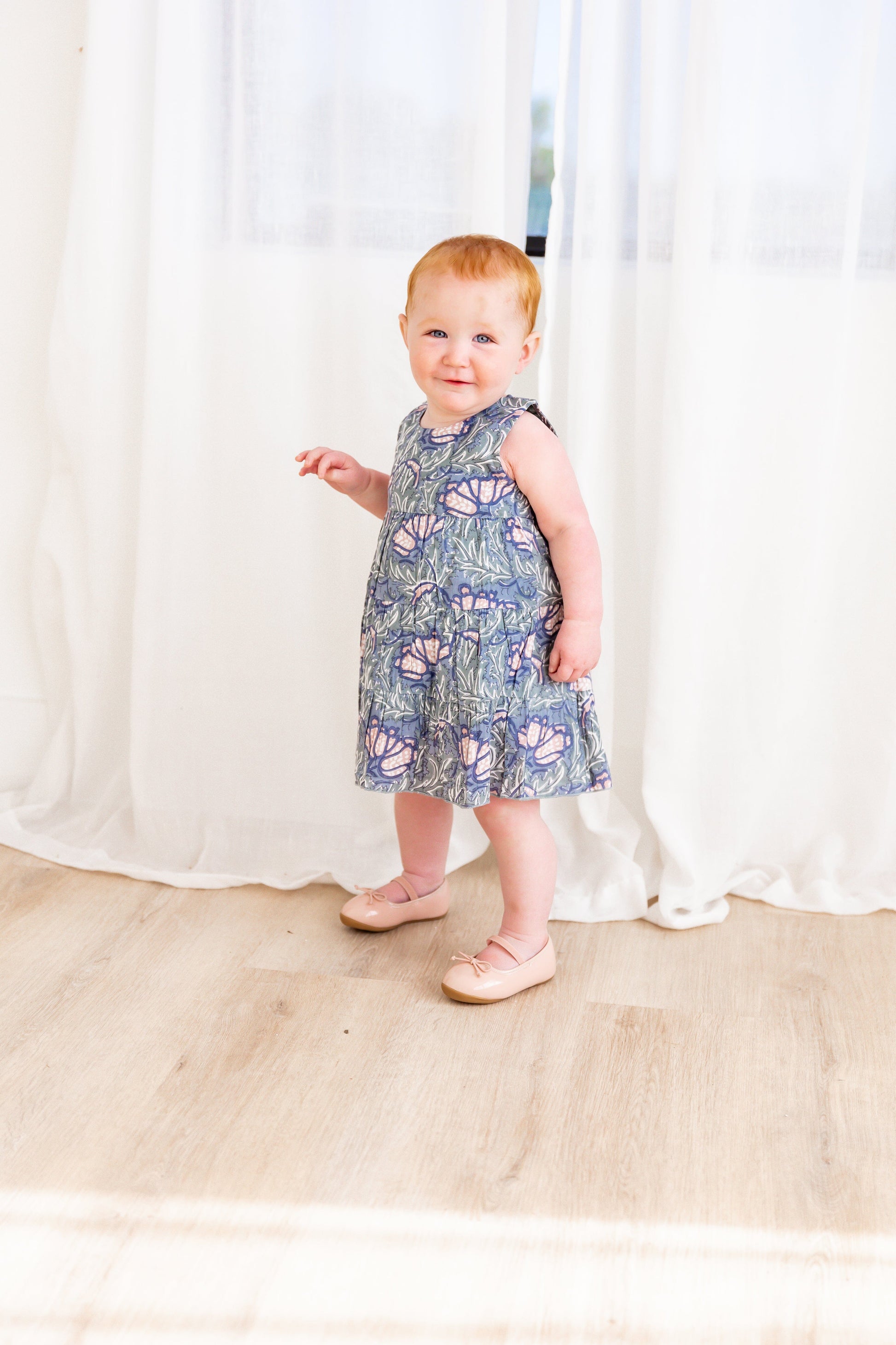 Grey Printed Tiered Shift Dress DRESS Yo Baby India