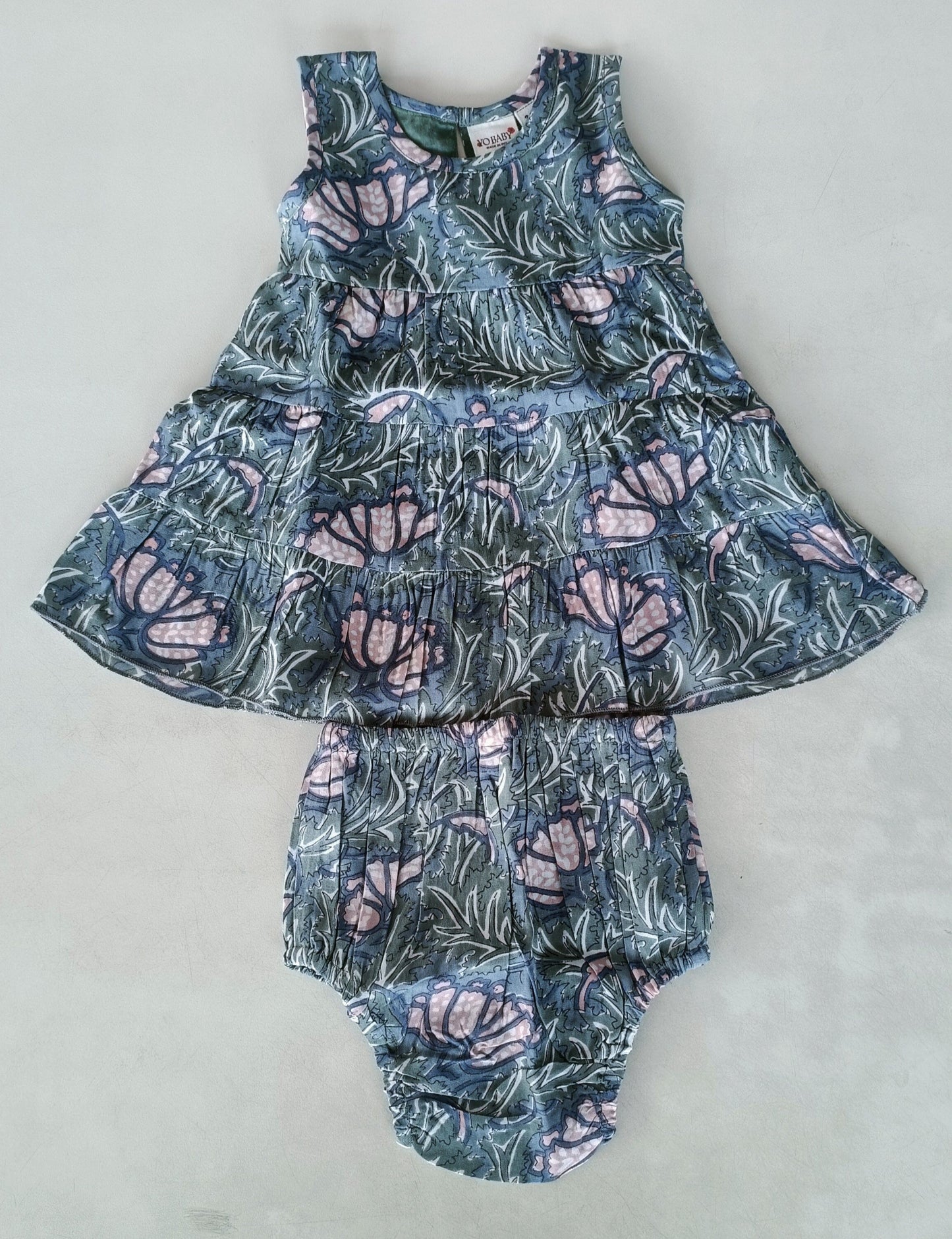 Grey Printed Tiered Shift Dress DRESS Yo Baby India