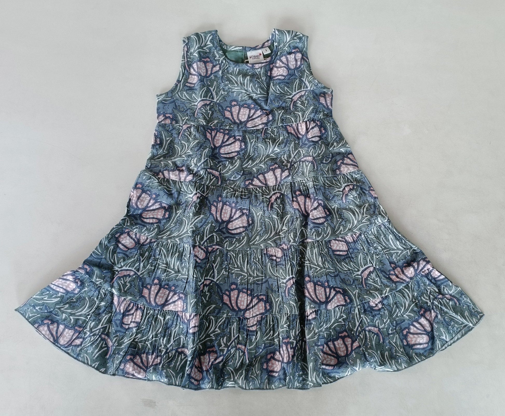 Grey Printed Tiered Shift Dress DRESS Yo Baby India