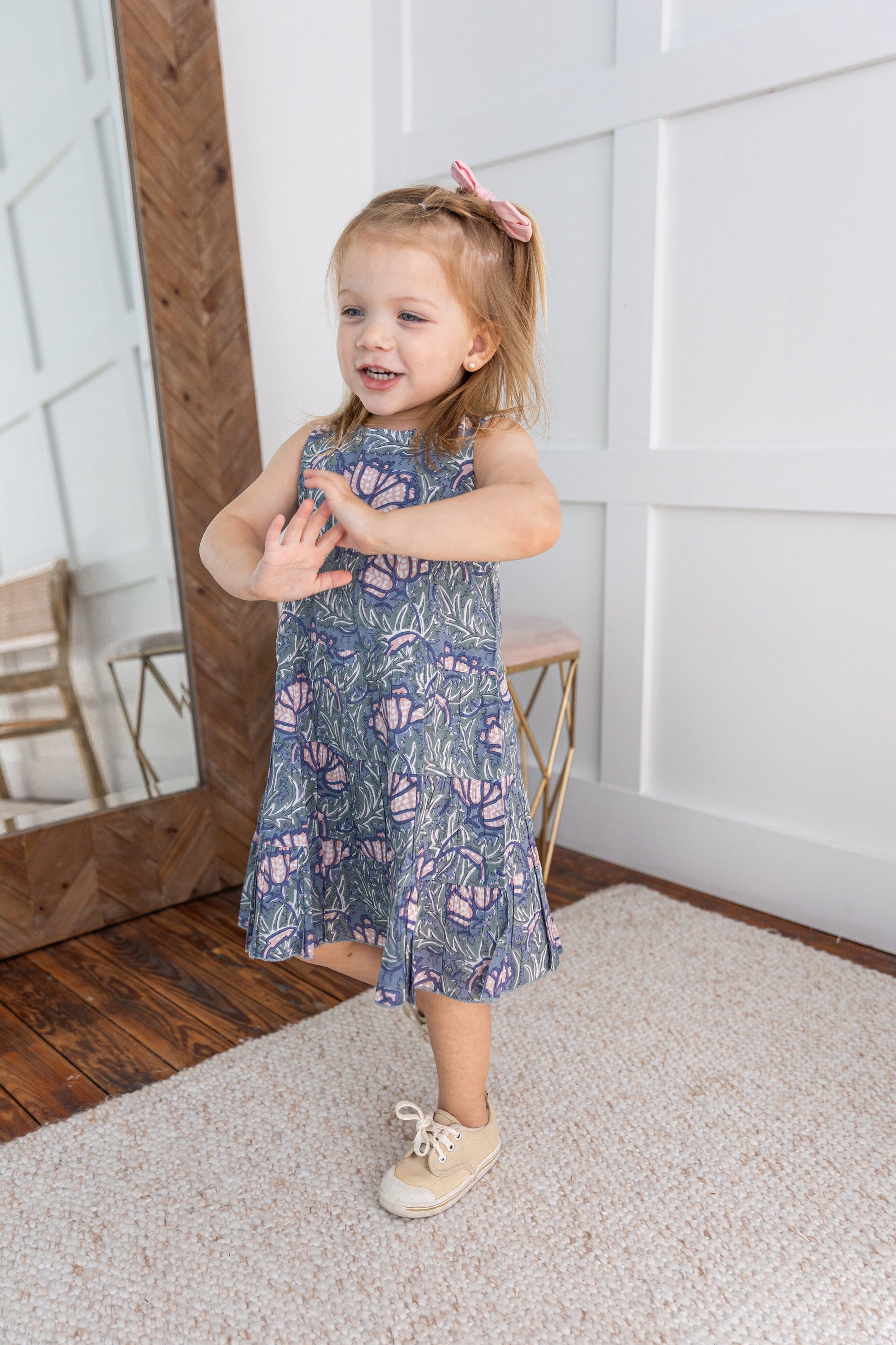 Grey Printed Tiered Shift Dress DRESS Yo Baby India