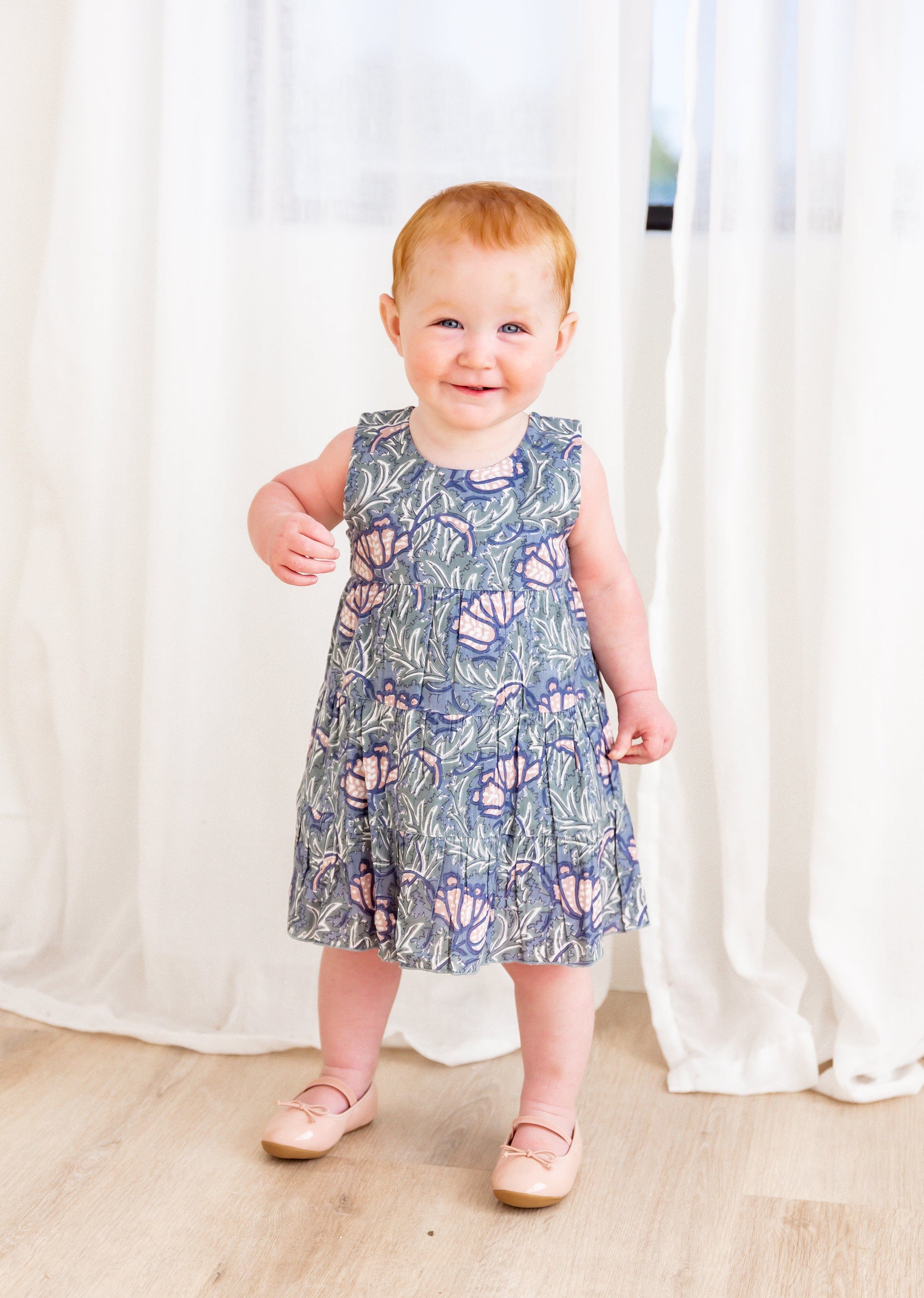 Grey Printed Tiered Shift Dress DRESS Yo Baby India