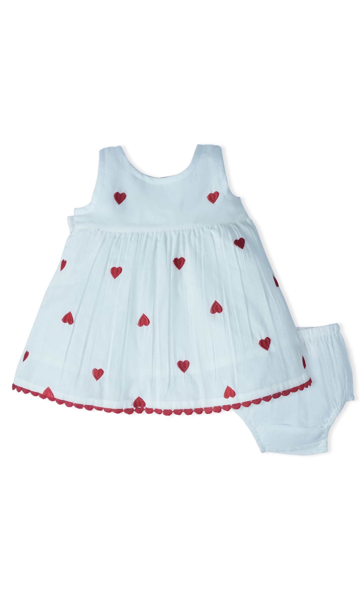 Heart-Embroidered Cotton Dress dress & diaper cover Yo Baby Wholesale