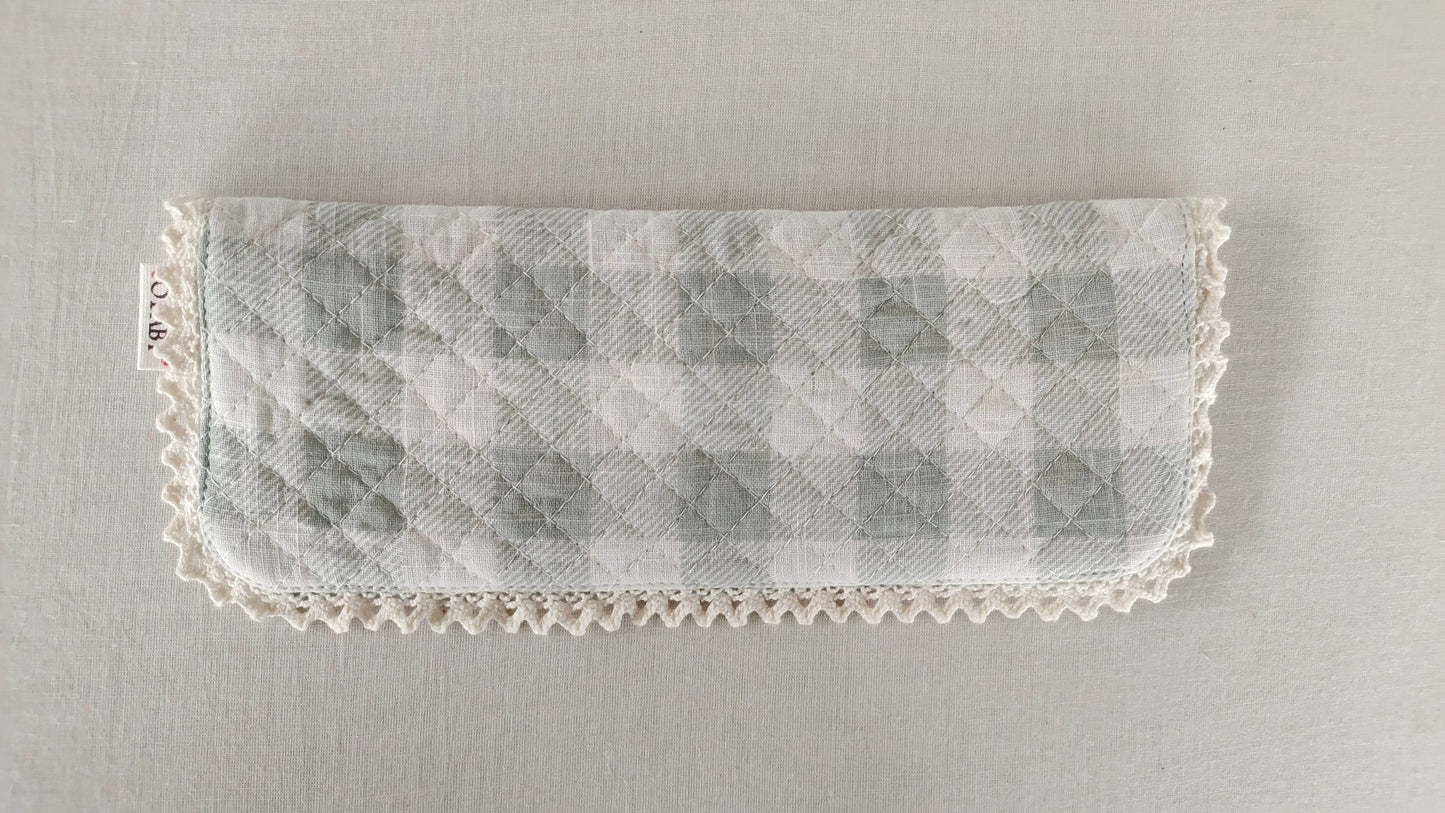 Kids' Cotton Grey Floral & Stripe Printed Pencil Pouch with Magnetic Closure and Lace Details BEG Yo Baby India