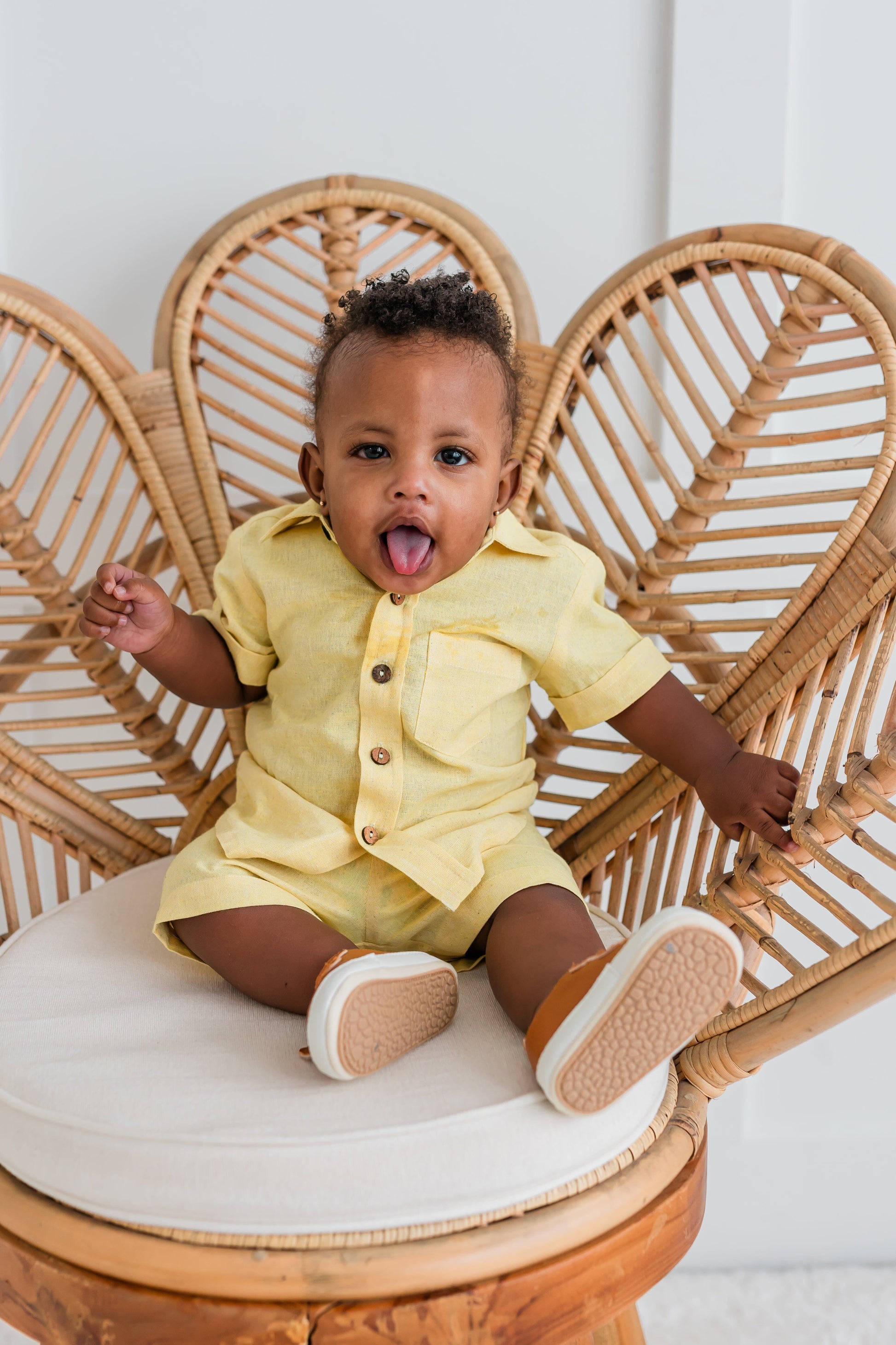 Light-Yellow Chambray Boys Shirt & Shorts set Shirt-Shorts Yo Baby India