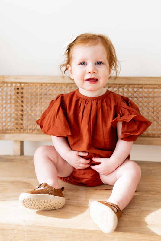 Maroon Solid Color Sleeve & Neck Gathered Dress 2-pc. set Yo Baby Wholesale