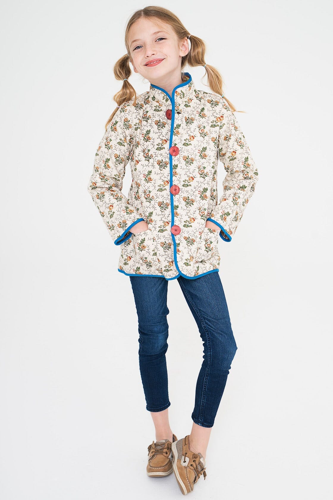 Paisley + Floral Print Reversible Quilted Jacket With lace Details Dress Yo Baby Wholesale