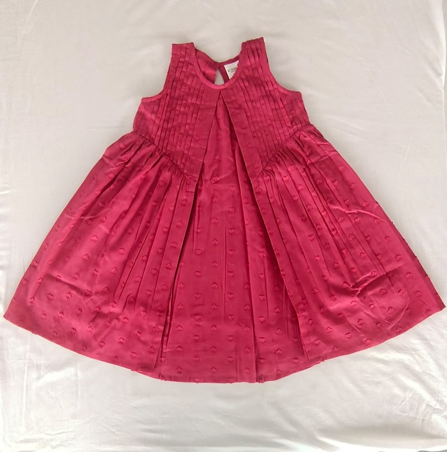 Pink Heart Dobby Pintuck Gathered Dress dress & diaper cover Yo Baby Wholesale