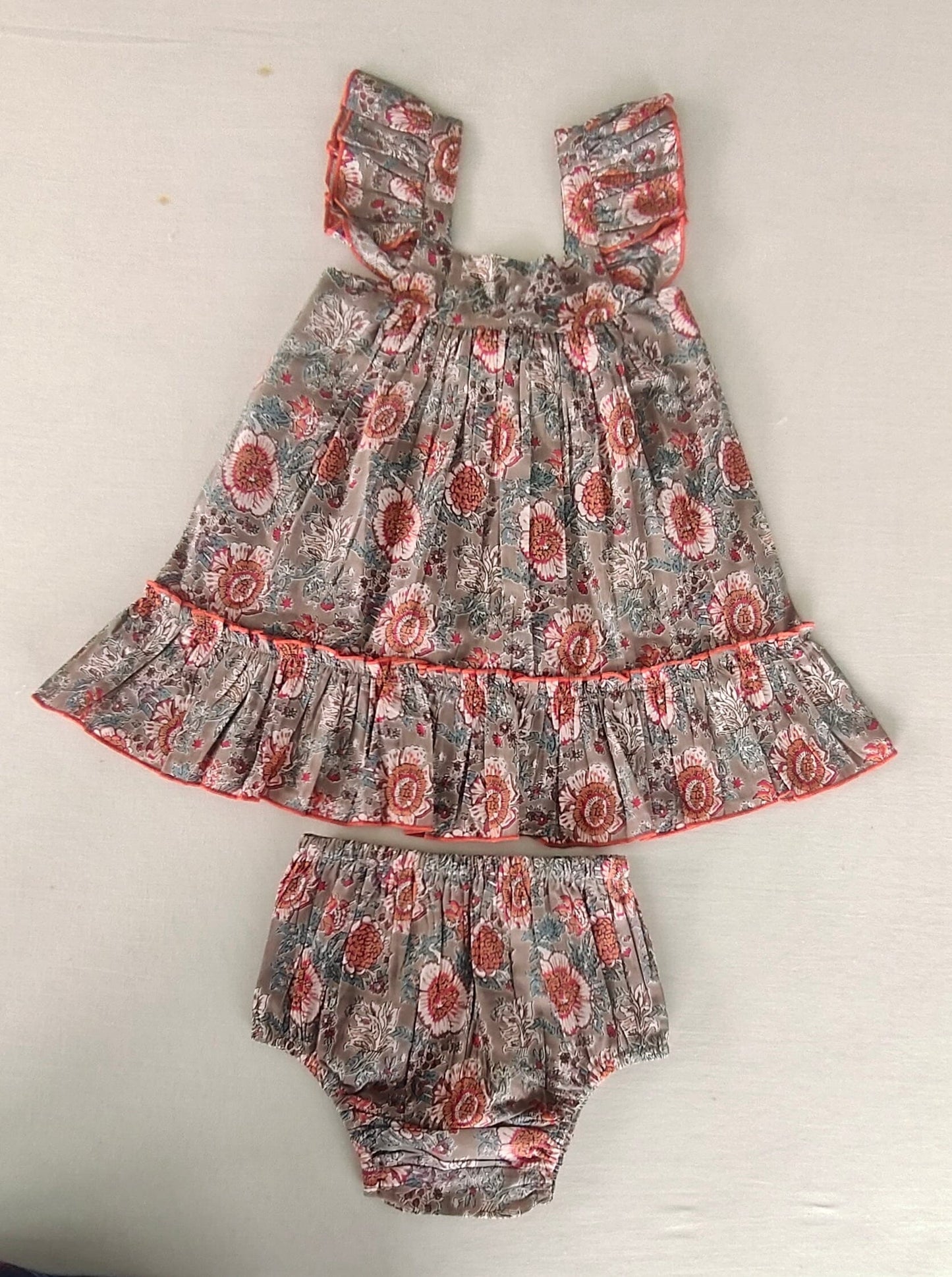 Red Floral Cap Sleeve Ruffle Flare Dress for Kids & Infants DRESS Yo Baby India