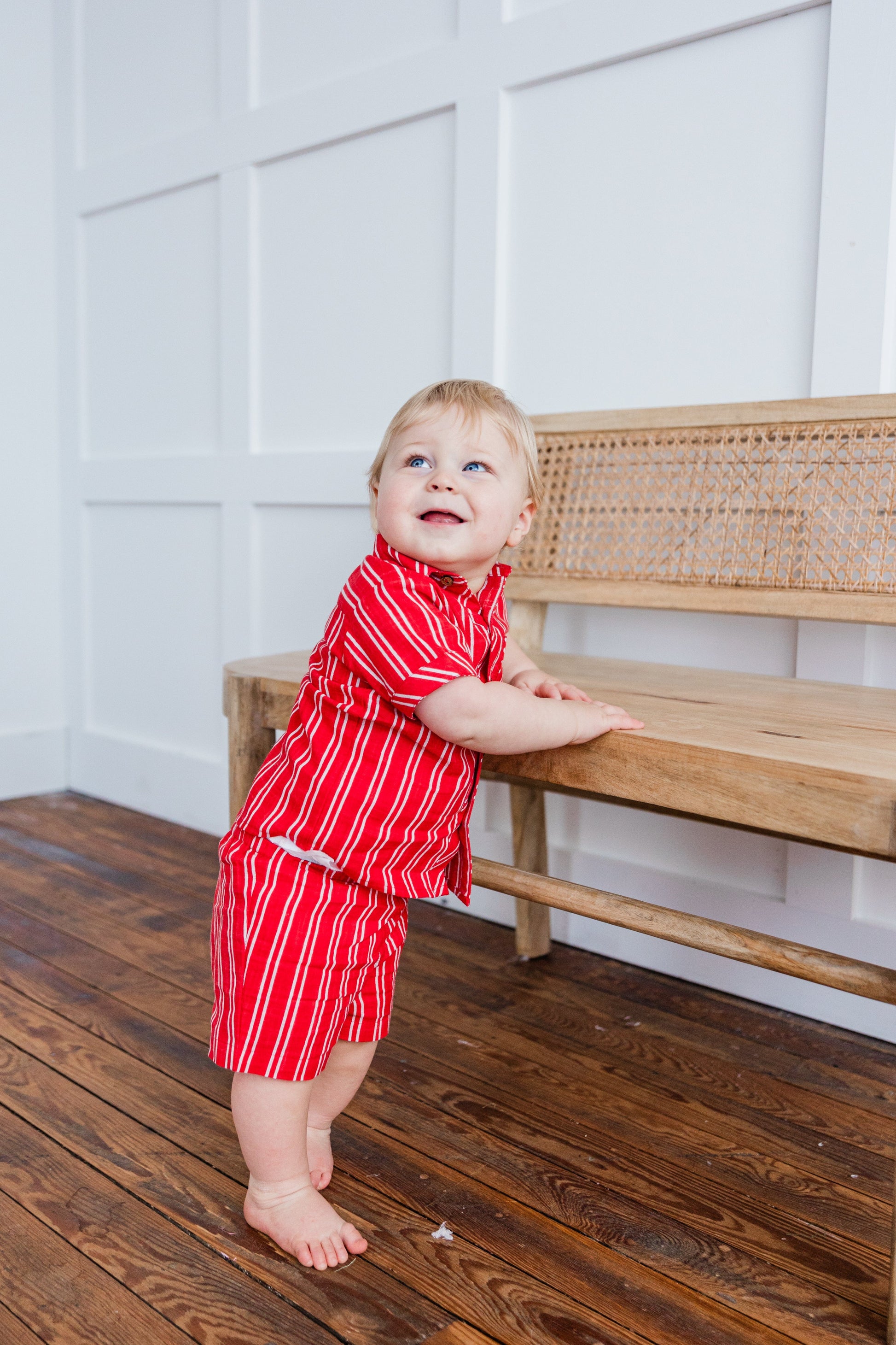 Red Stripes Print Boys Shirt & Shorts set Shirt-Shorts Yo Baby India