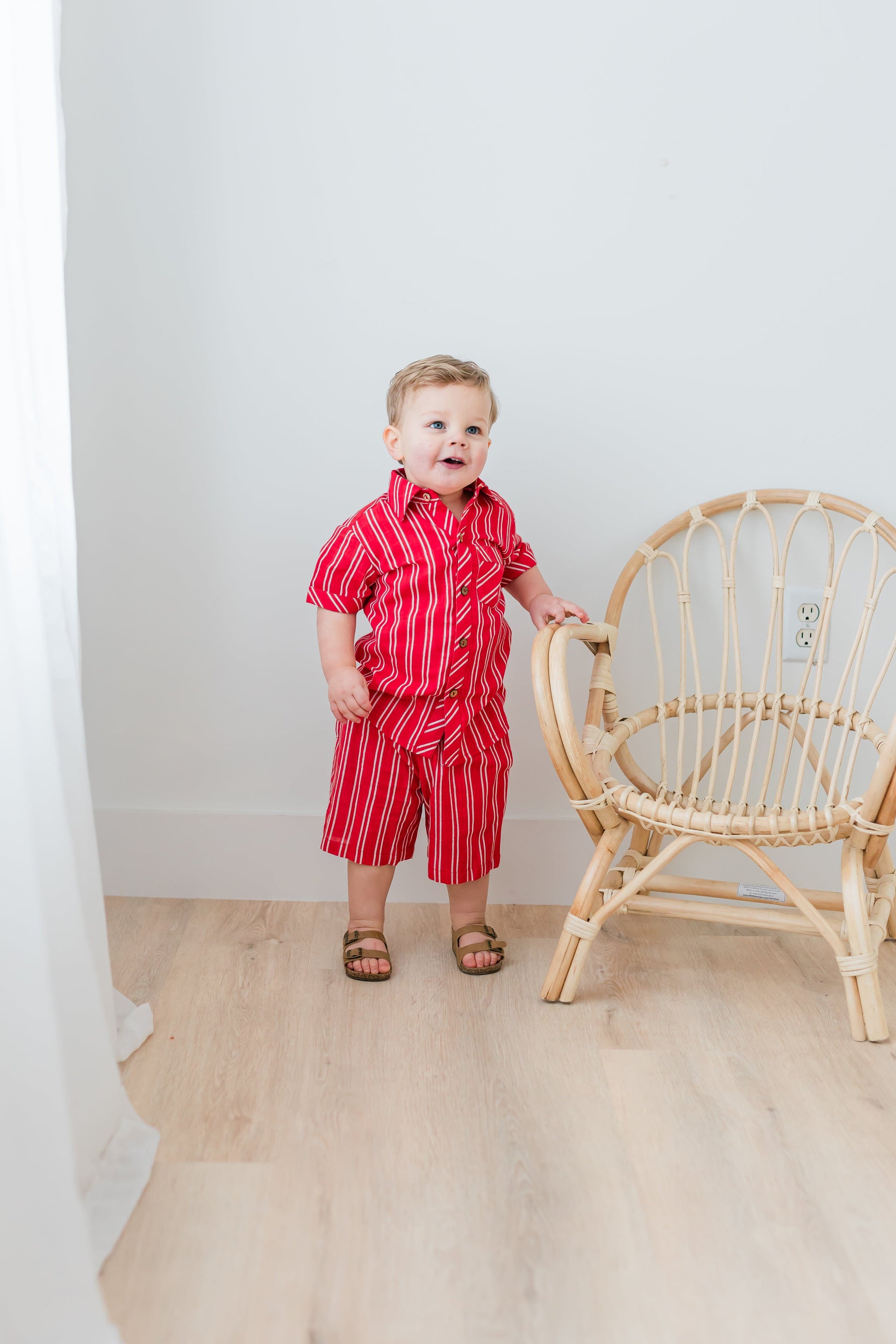 Red Stripes Print Boys Shirt & Shorts set Shirt-Shorts Yo Baby India