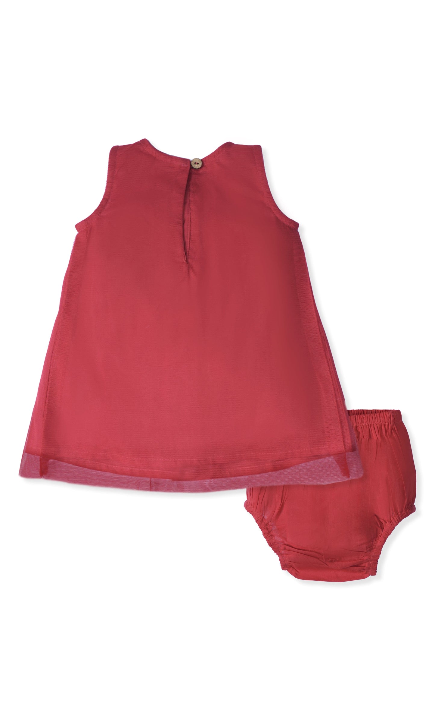 Red Tulle Dress with Ruffle Neck dress & diaper cover Yo Baby Wholesale