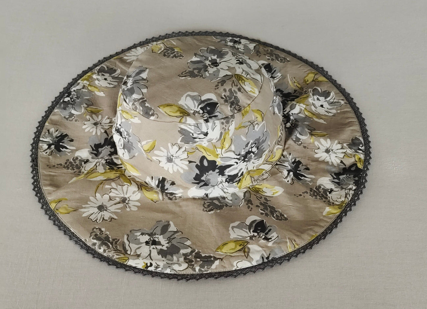 Reversible Brown Floral & stripe Kids' Sun Hat with Lace Detail CAP Yo Baby India