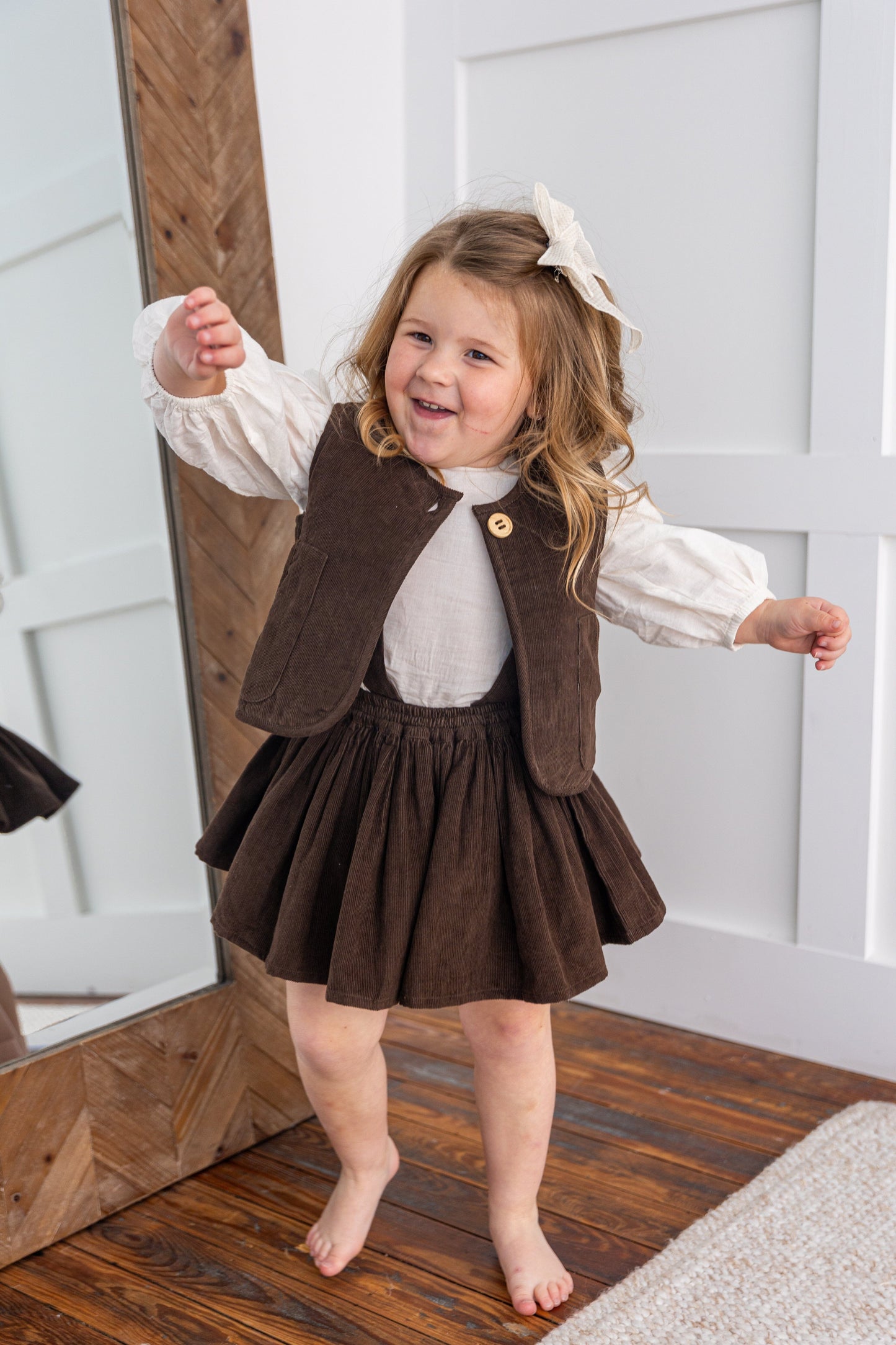 Reversible Solid Brown Corduroy & Grey Floral Print Quilted Jacket jacket Yo Baby India