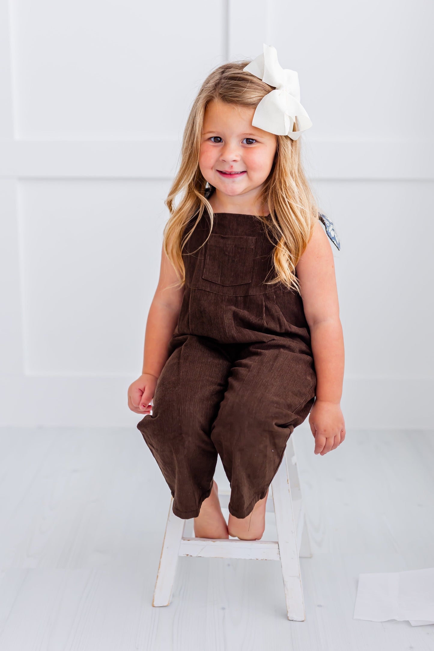 Reversible Solid Brown Corduroy & Grey Floral Printed Jumpsuit Jump Suit Yo Baby India