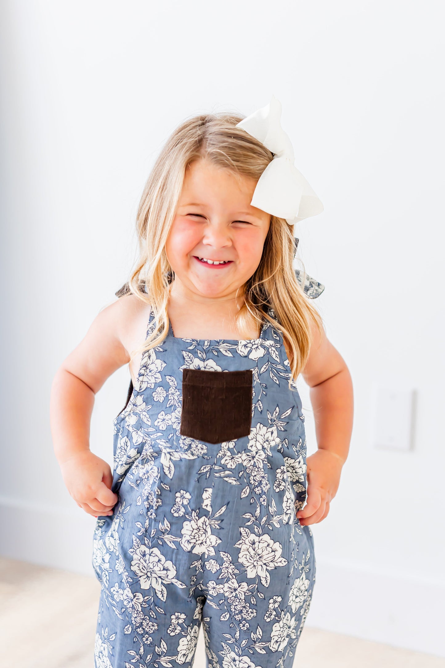 Reversible Solid Brown Corduroy & Grey Floral Printed Jumpsuit Jump Suit Yo Baby India