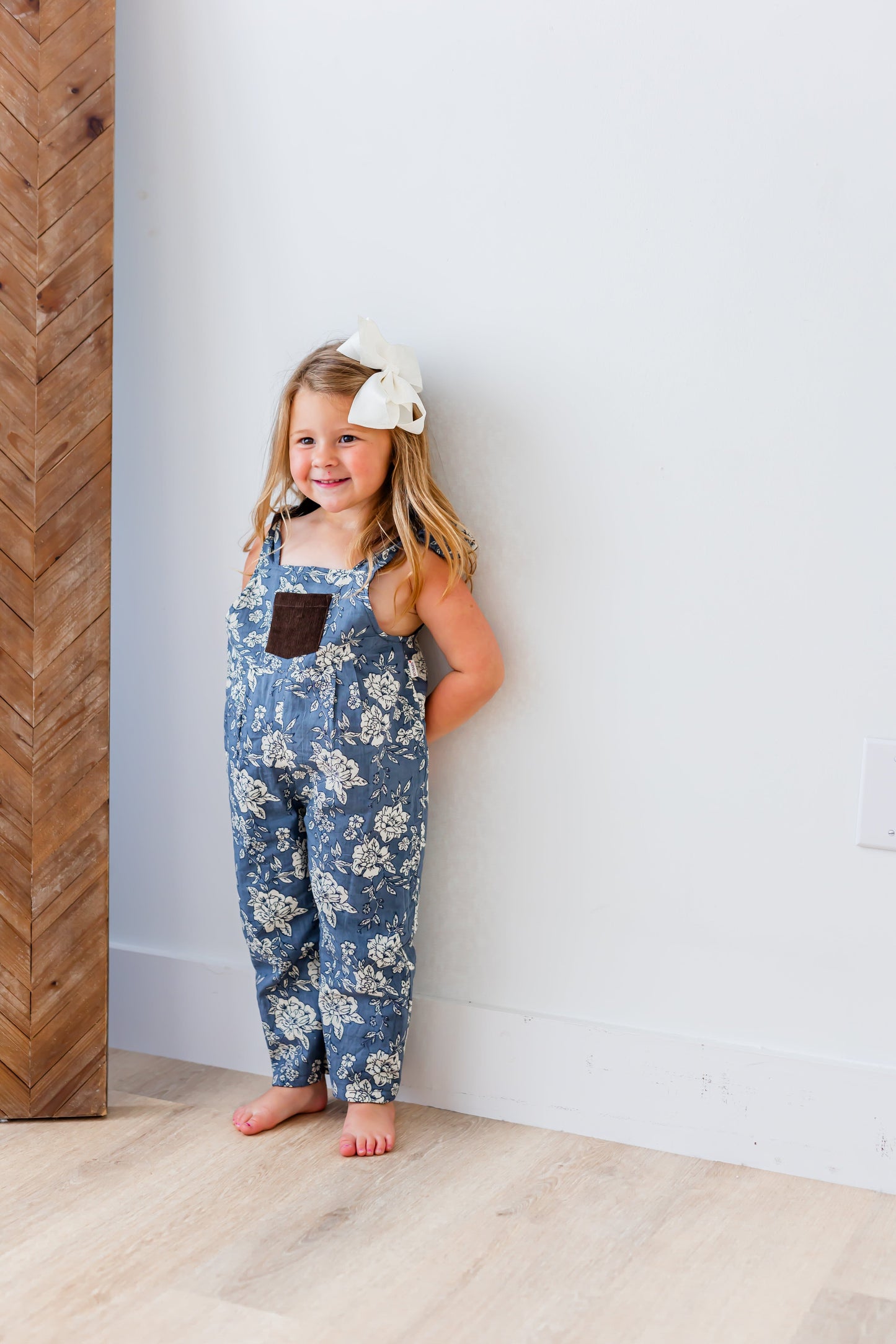 Reversible Solid Brown Corduroy & Grey Floral Printed Jumpsuit Jump Suit Yo Baby India