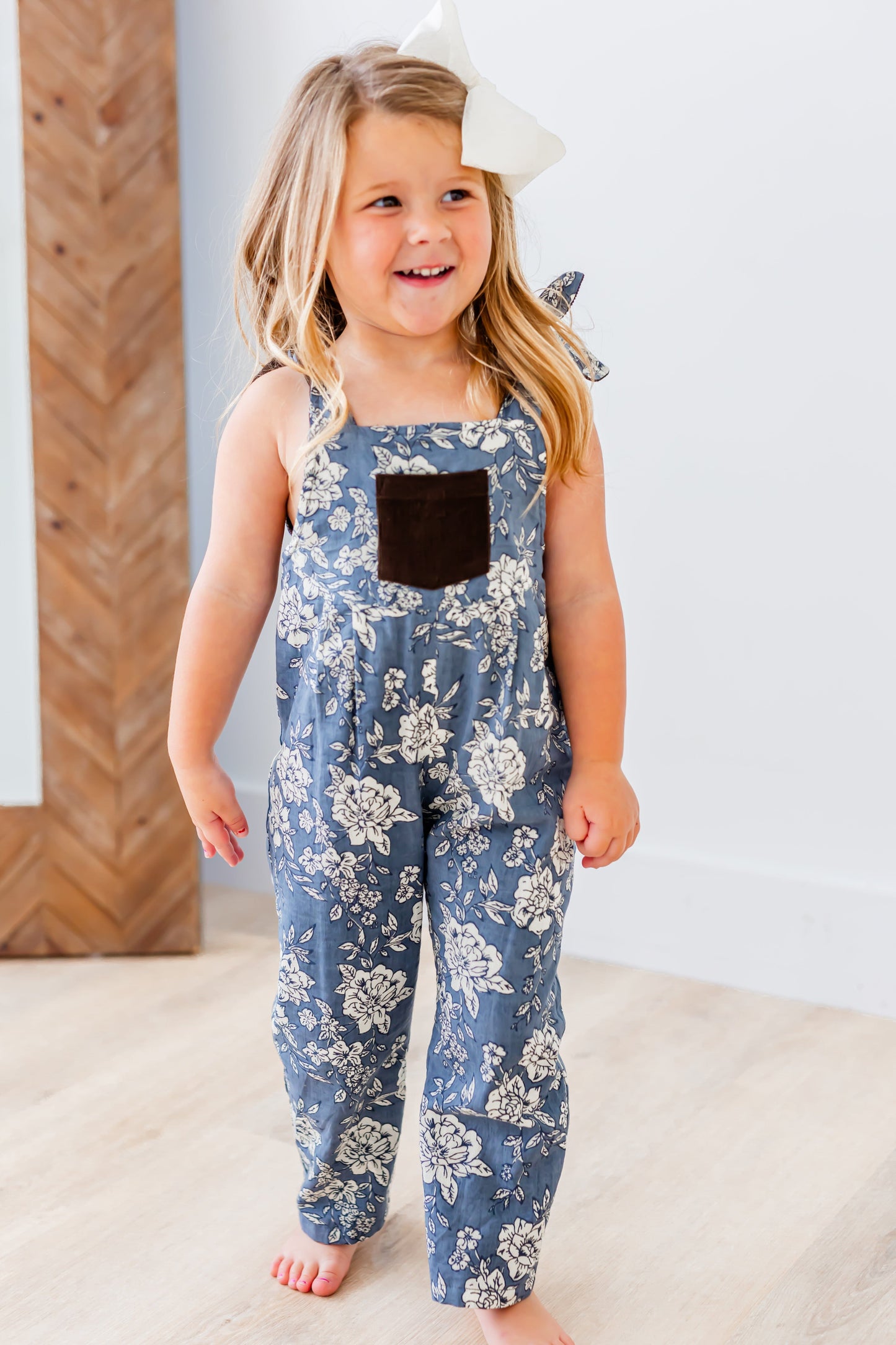 Reversible Solid Brown Corduroy & Grey Floral Printed Jumpsuit Jump Suit Yo Baby India