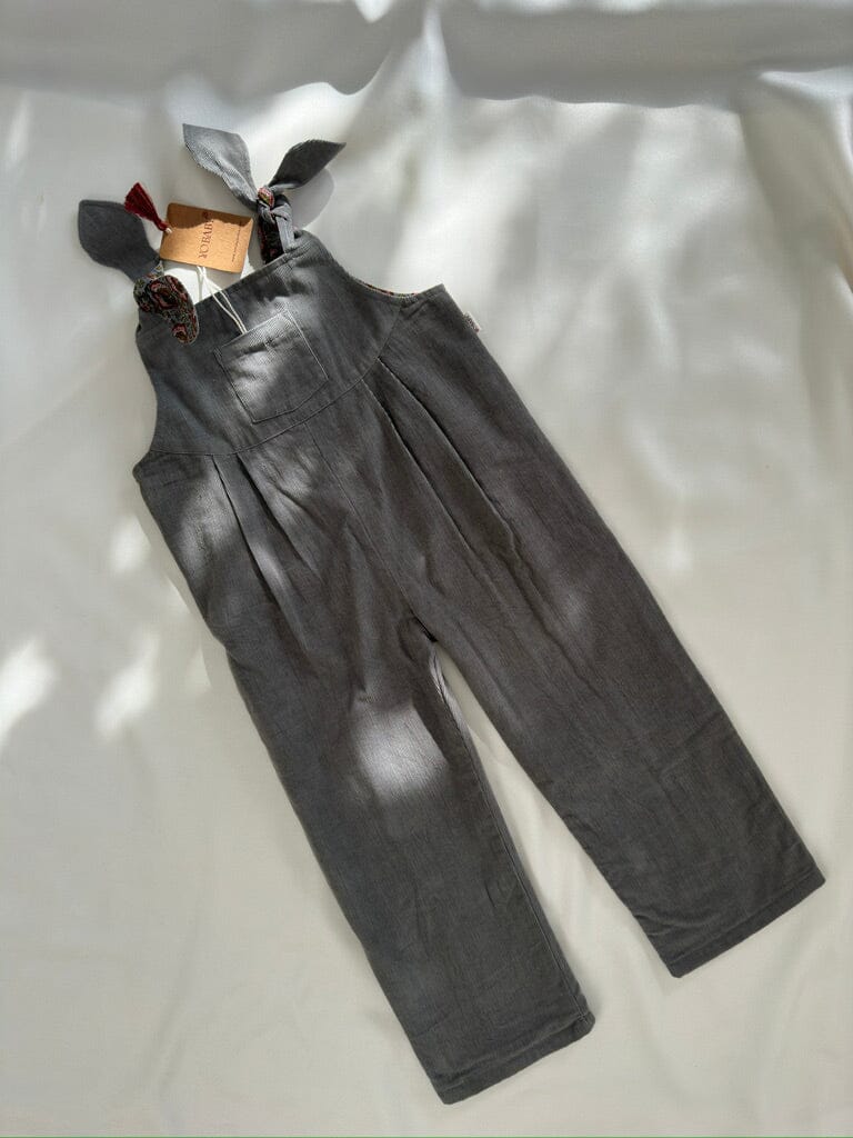 Reversible Solid Grey Corduroy & Grey Floral Printed Jumpsuit Jump Suit Yo Baby India