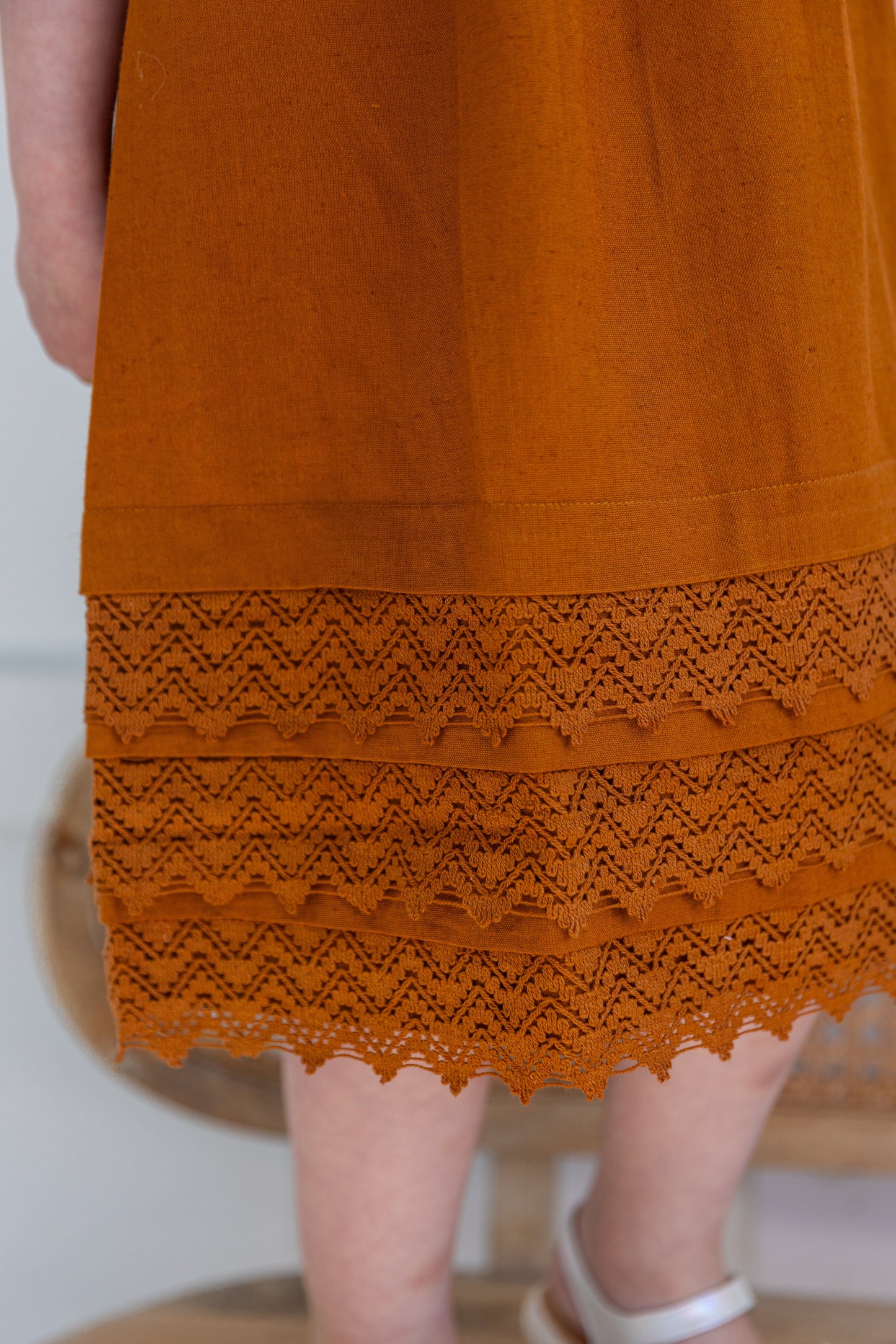 Rust Solid Color Sleeve & Neck Gathered Dress dress & diaper cover DRESS Yo Baby India
