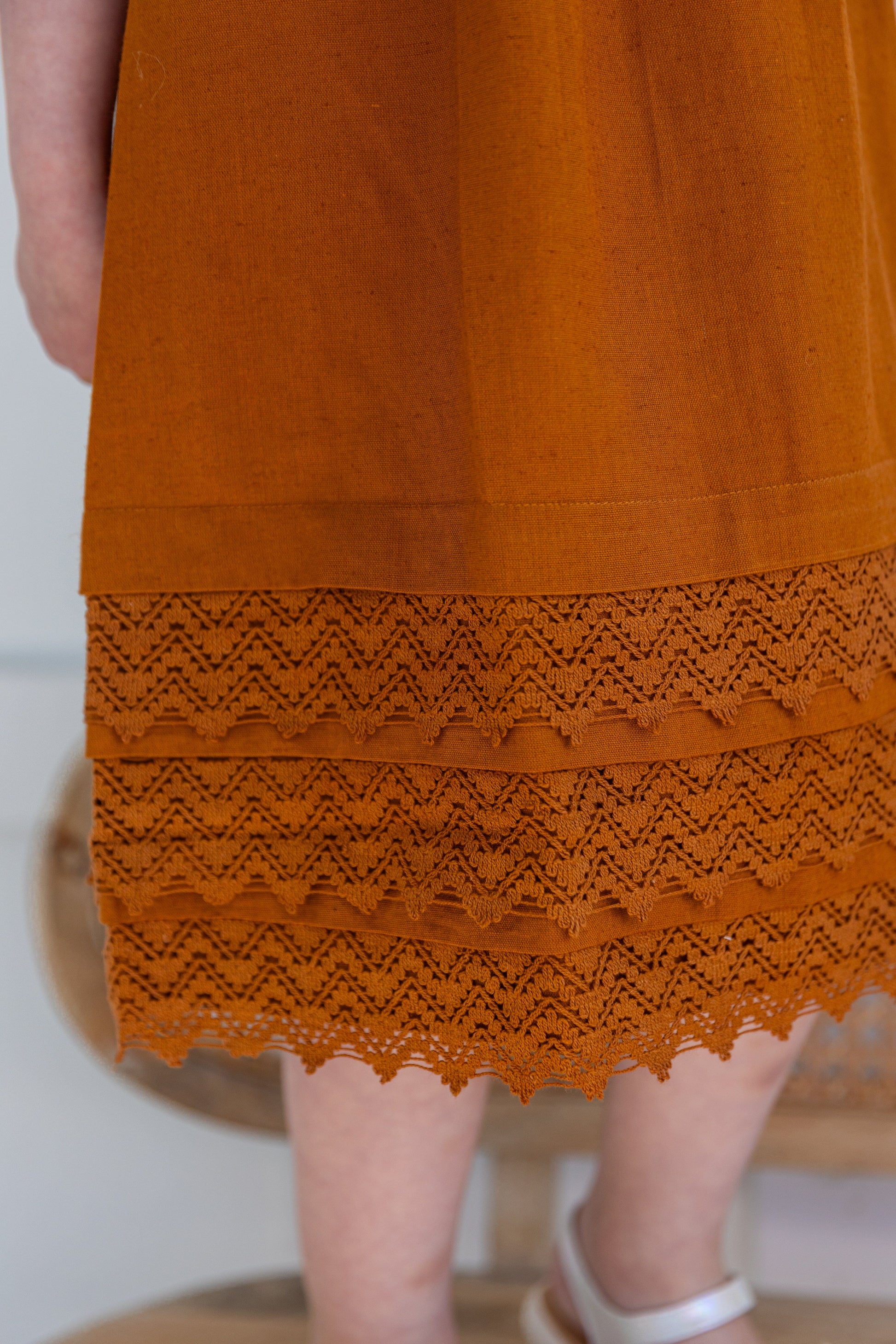 Rust Solid Color Sleeve & Neck Gathered Dress dress & diaper cover DRESS Yo Baby India