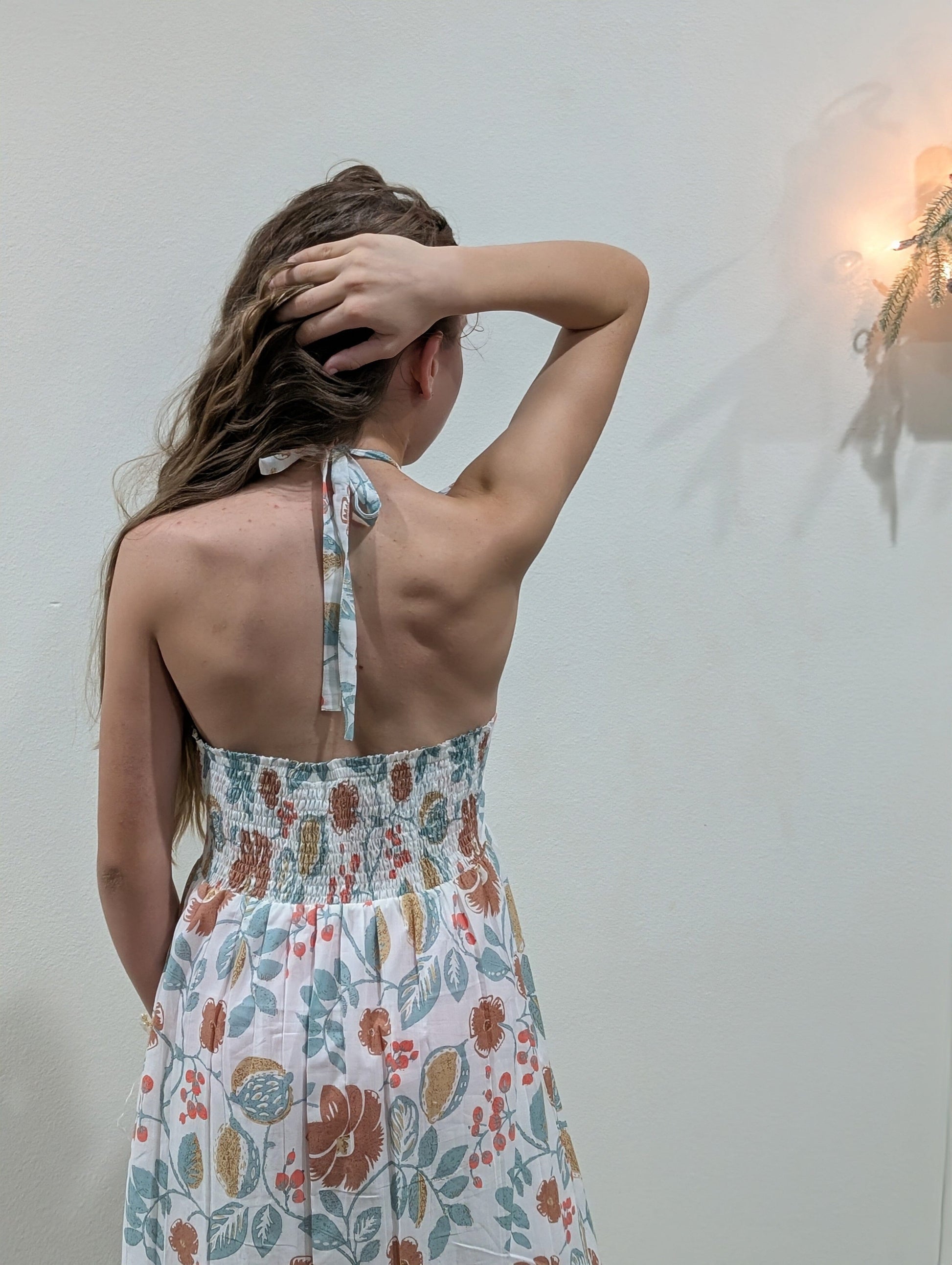 Stylish Kids' Sleeveless Dress with Frill & Ruffle Accents - White & Sage Floral Print DRESS Yo Baby India